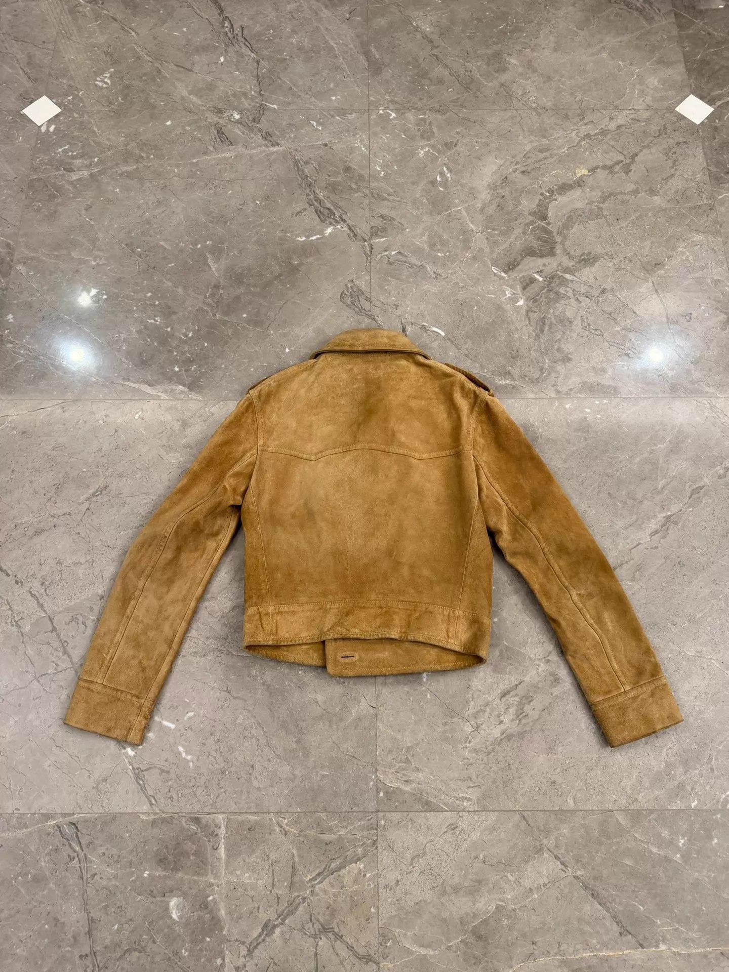 Saint Laurent Paris SLP Natural Calfskin Suede Napoleon Jacket F34 Size XS / US 0-2 / IT 36-38 - 5 Thumbnail