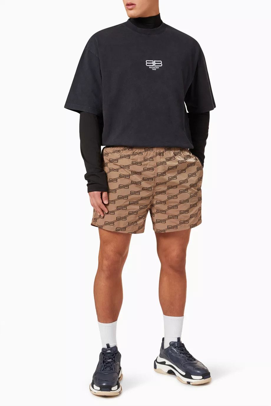 Balenciaga o1in1g0324 BB Monogram Swim Shorts in Brown Size US 32 / EU 48 - 4 Thumbnail