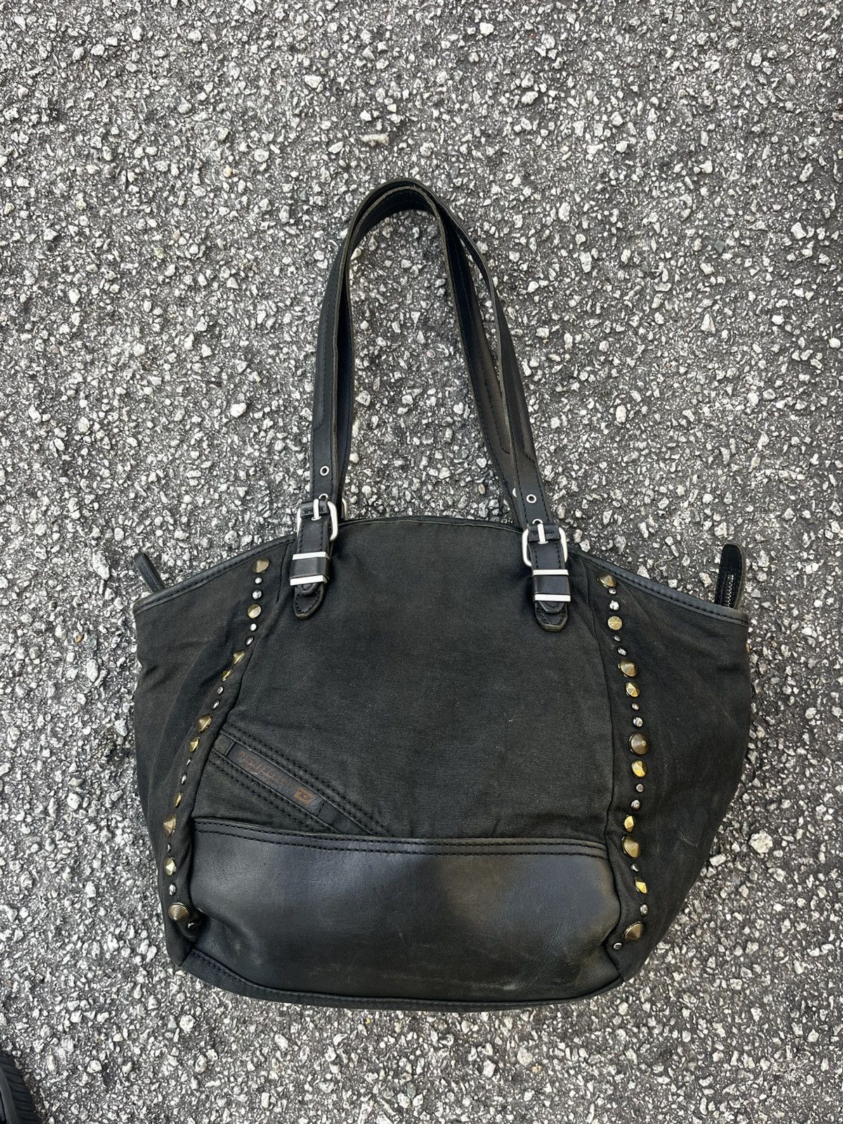 Diesel Diesel i am who i am Waxed studded Tote Bag Size ONE SIZE - 7 Thumbnail