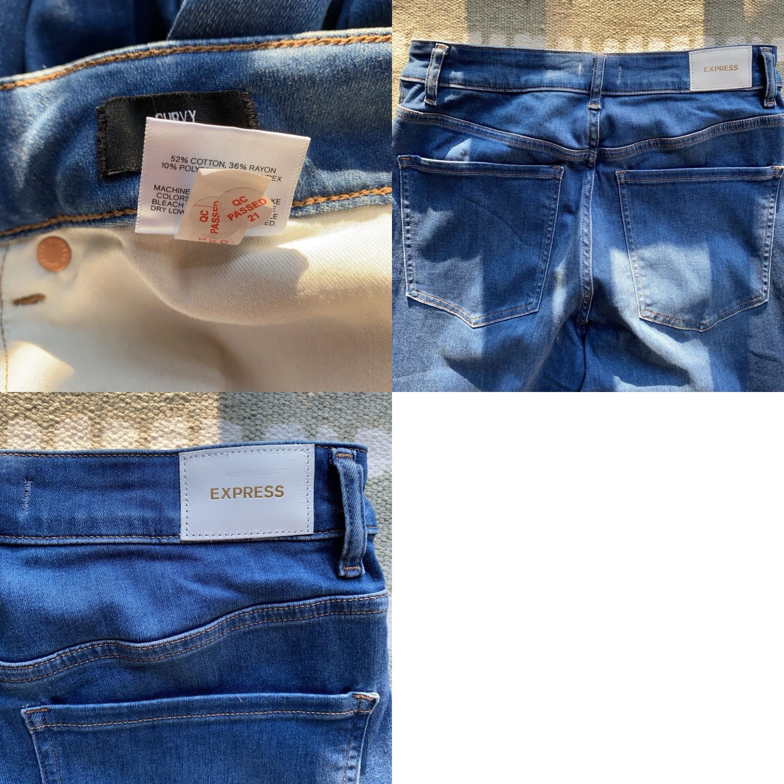 Express Express Jeans Skinny Womens 12R High Rise Stretch Distressed 5-Pocket Denim Blue Modern Winter Summer Spring Fall New with tags Size 34" / US 12 / IT 48 - 8 Thumbnail