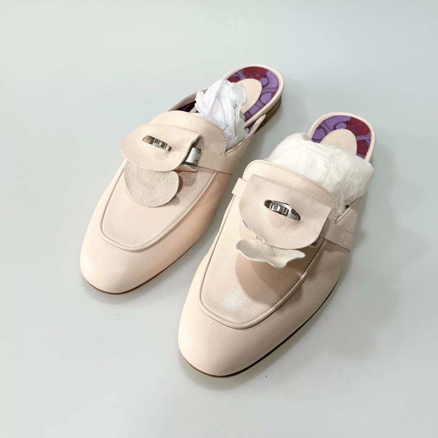 Hermes Hermes Kelly Silver Buckle Pink Mules Size US 6 / IT 36 - 1 Thumbnail