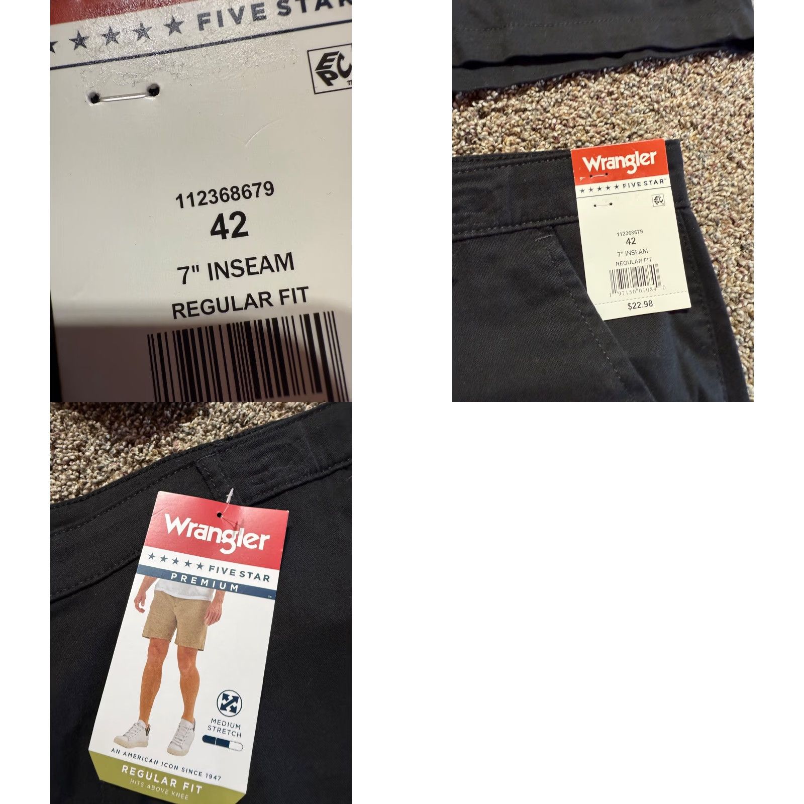 Wrangler Wrangler Mens Shorts 42 7" Inseam Black Flat Front Flex Stretch NEW TAGS LOT OF 2 Size US 42 / EU 58 - 8 Thumbnail