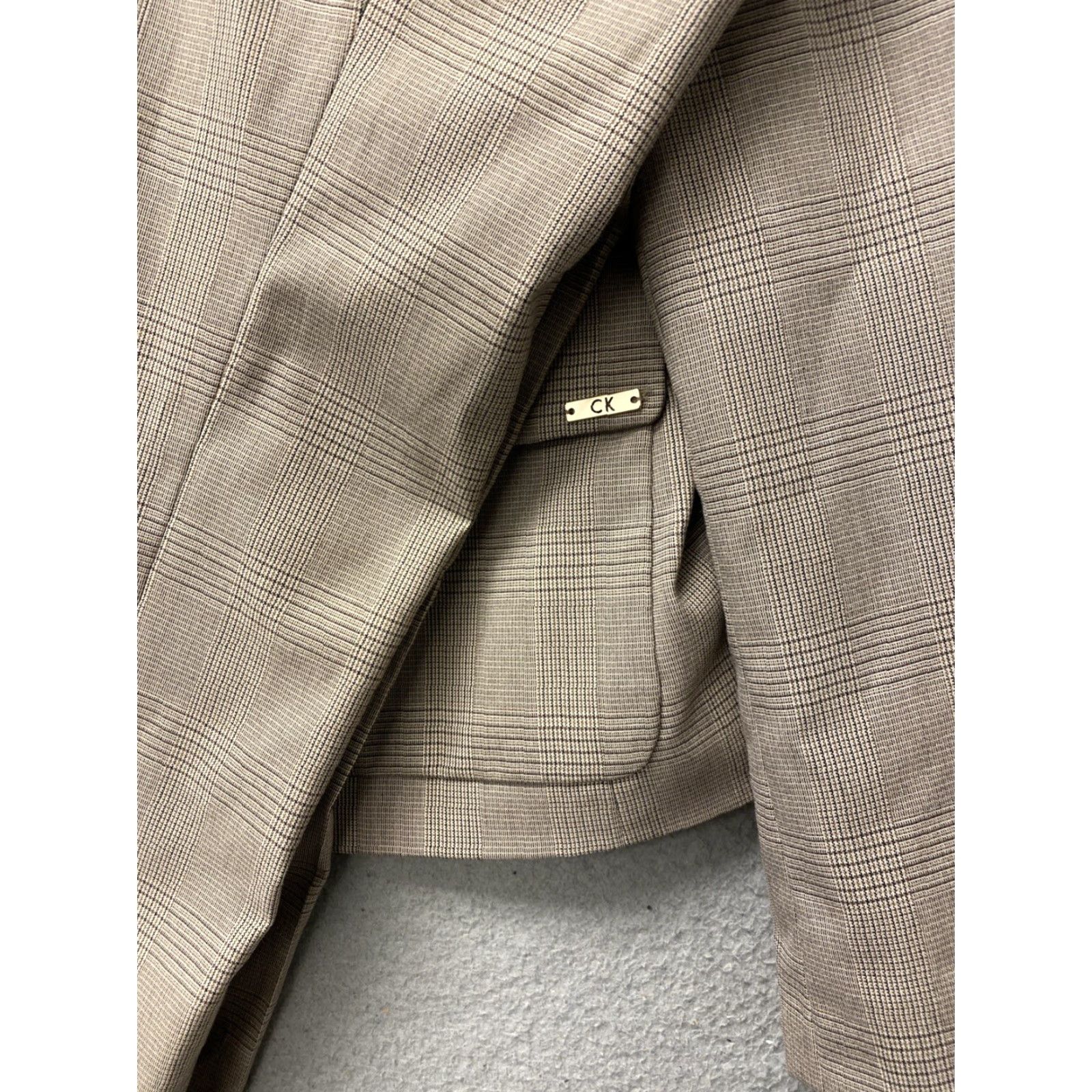 Calvin Klein CALVIN KLEIN VINTAGE Glen Plaid Pant Suit 2 Piece Set Blazer Trouser Women Size 4 Brown Workwear Skinny Fit Size 27" / US 4 / IT 40 - 3 Thumbnail