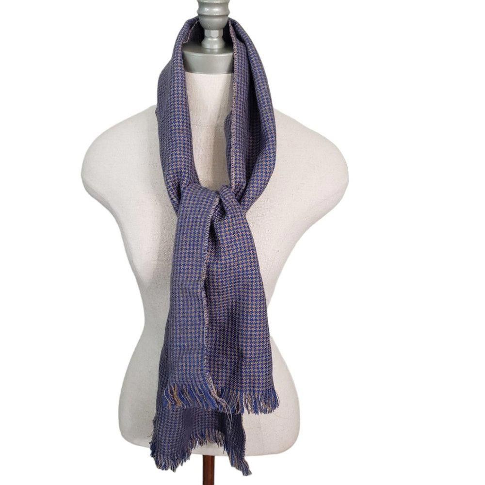 Designer CT852 Navy Checkered Tweed Like Neck Scarf Size ONE SIZE - 1 Thumbnail