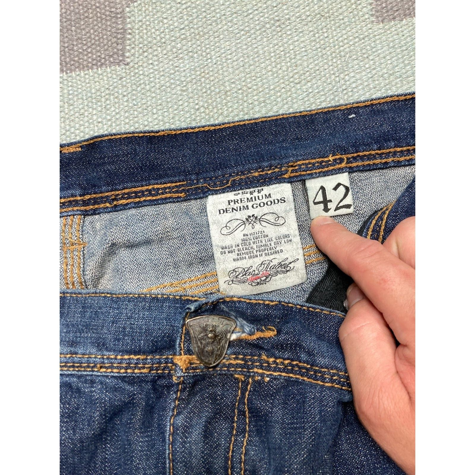 Vintage VINTAGE Blac Label Jeans Men 42x34 Baggy Wide-Leg Hip Hop Studded Blue 90s Grunge Safety? Size US 42 / EU 58 - 8 Thumbnail