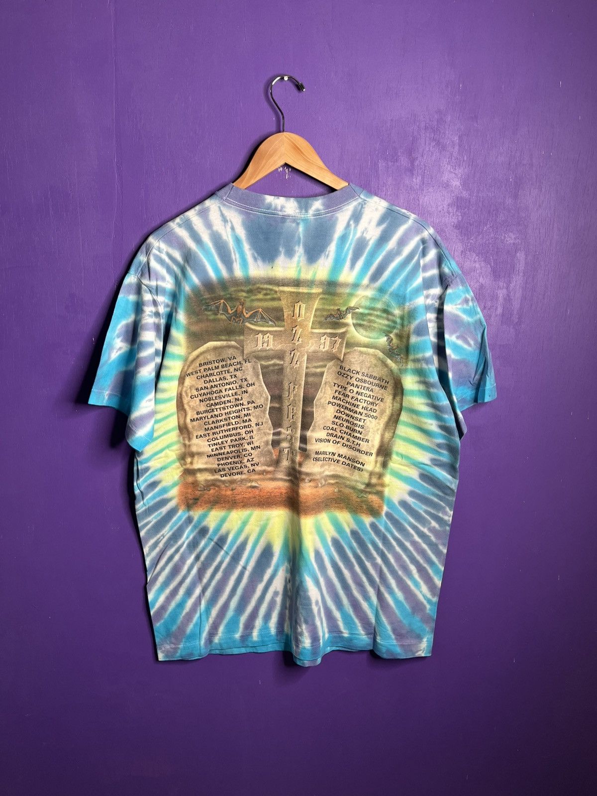 Band Tees × Vintage Vintage 1997 Ozzfest screaming head tie dye t-shirt Size US XL / EU 56 / 4 - 2 Thumbnail