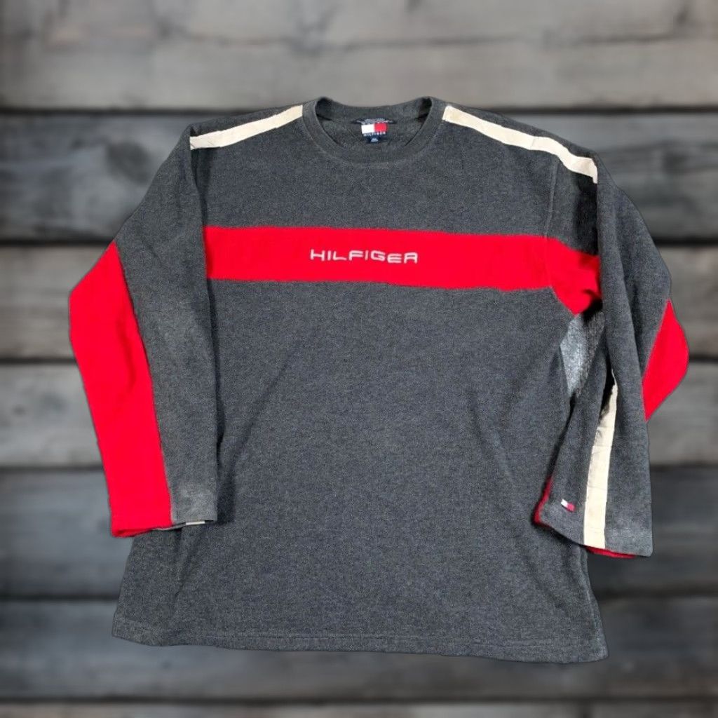 Tommy Hilfiger VINTAGE Tommy Hilfiger Sweatshirt Adult 2XL Gray Red Embroidered Graphic Print 90s Retro Streetwear Mens Size US XXL / EU 58 / 5 - 1 Thumbnail