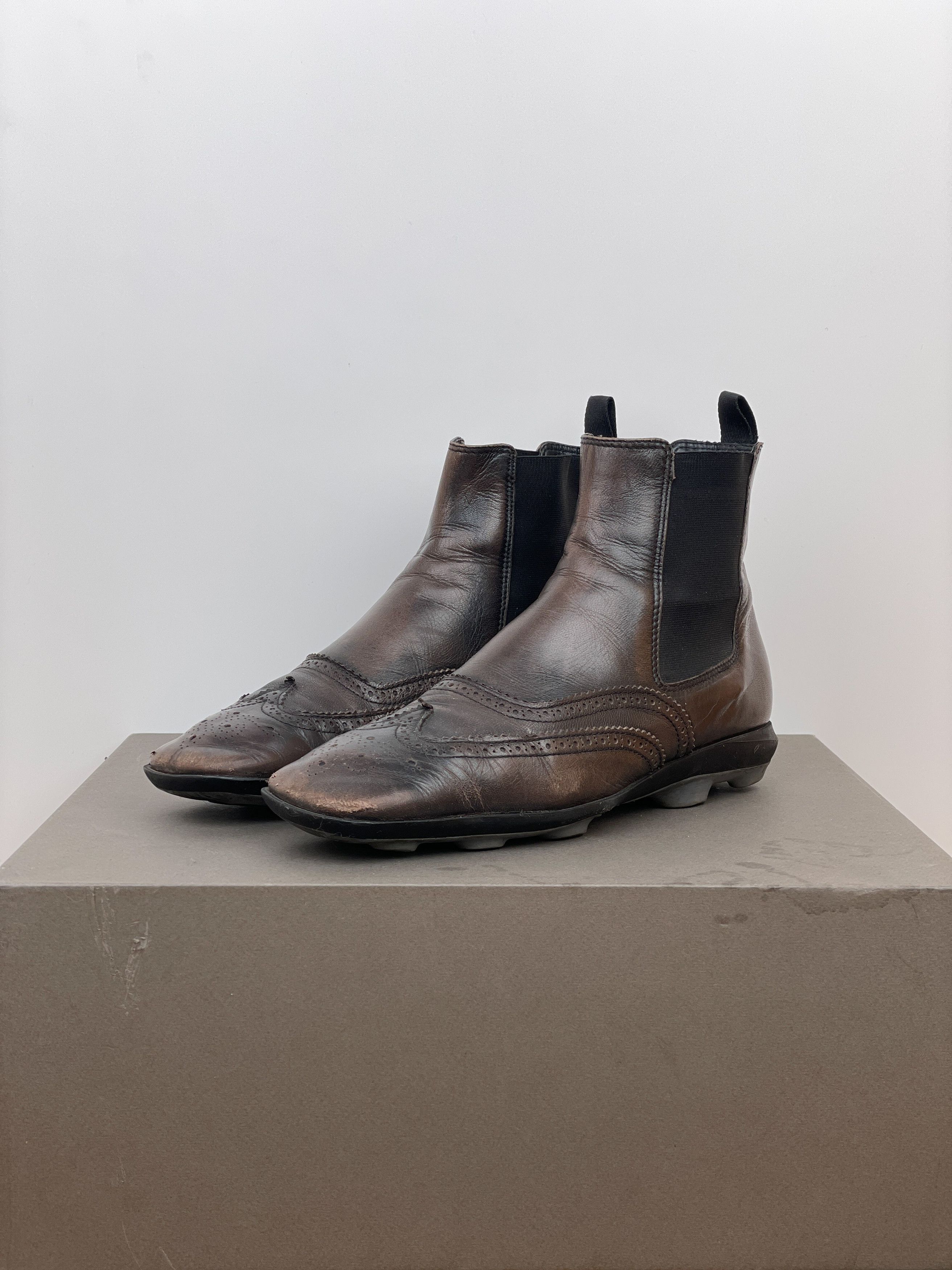 Miu Miu SS99 Square-Toe Spike-Sole Brogue Chelsea Boots Size US 7 / EU 40 - 1 Thumbnail