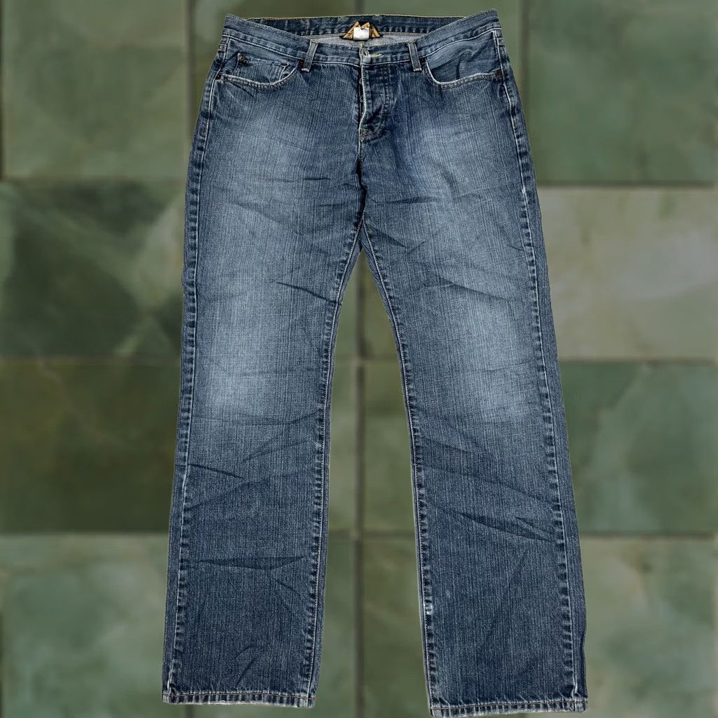 Lucky Brand Lucky Brand 221 Slim Straight Jeans Mens 34 Blue Medium Wash Denim Distressed Pockets Logo 221 Slim Straight-R Zip Fly Size US 34 / EU 50 - 1 Thumbnail