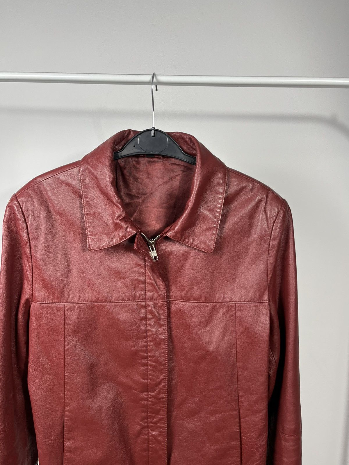 Leather Vintage Red Leather Jacket Womens Size 40 Zip Front Size S / US 4 / IT 40 - 3 Thumbnail
