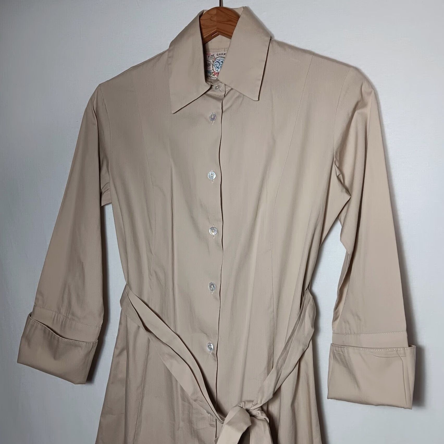 Bell VINTAGE Fine Garments by Bell Shirt Dress Size 0 Beige Long Sleeve Minimalist Academia Womens Size XS / US 0-2 / IT 36-38 - 4 Thumbnail