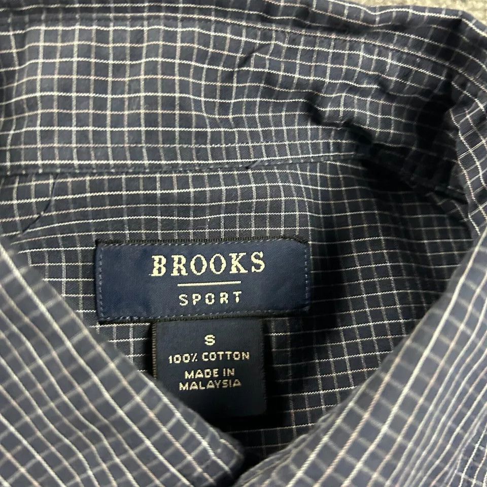 Other Brooks Sport Shirt Mens Small Blue Grid Check Cotton Size US S / EU 44-46 / 1 - 2 Thumbnail