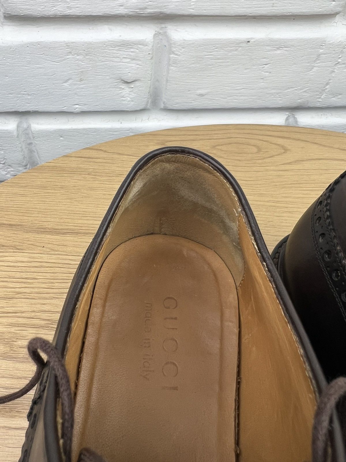 Gucci GUCCI Derby Brogues Leather Shoes Wingtip Brown Men’s Size US 10 / EU 43 - 17 Thumbnail