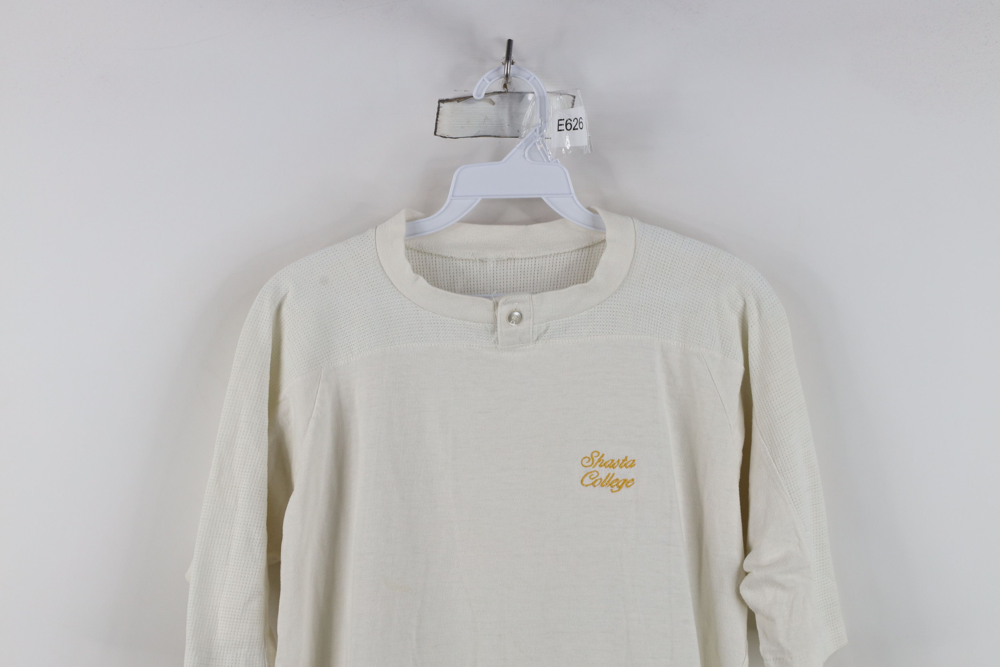 Vintage Vintage 70s College Mesh Henley Jersey T-Shirt White USA Size US M / EU 48-50 / 2 - 2 Thumbnail