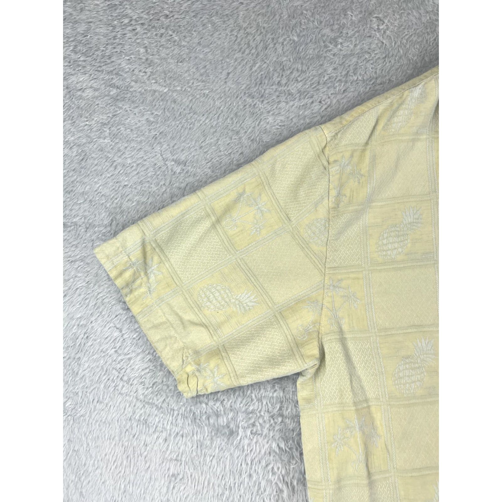 Vintage VINTAGE Jamaica Jaxx Shirt Men Medium Yellow Pineapple Palm Tree Tile Pattern Silk READ Size US M / EU 48-50 / 2 - 3 Thumbnail