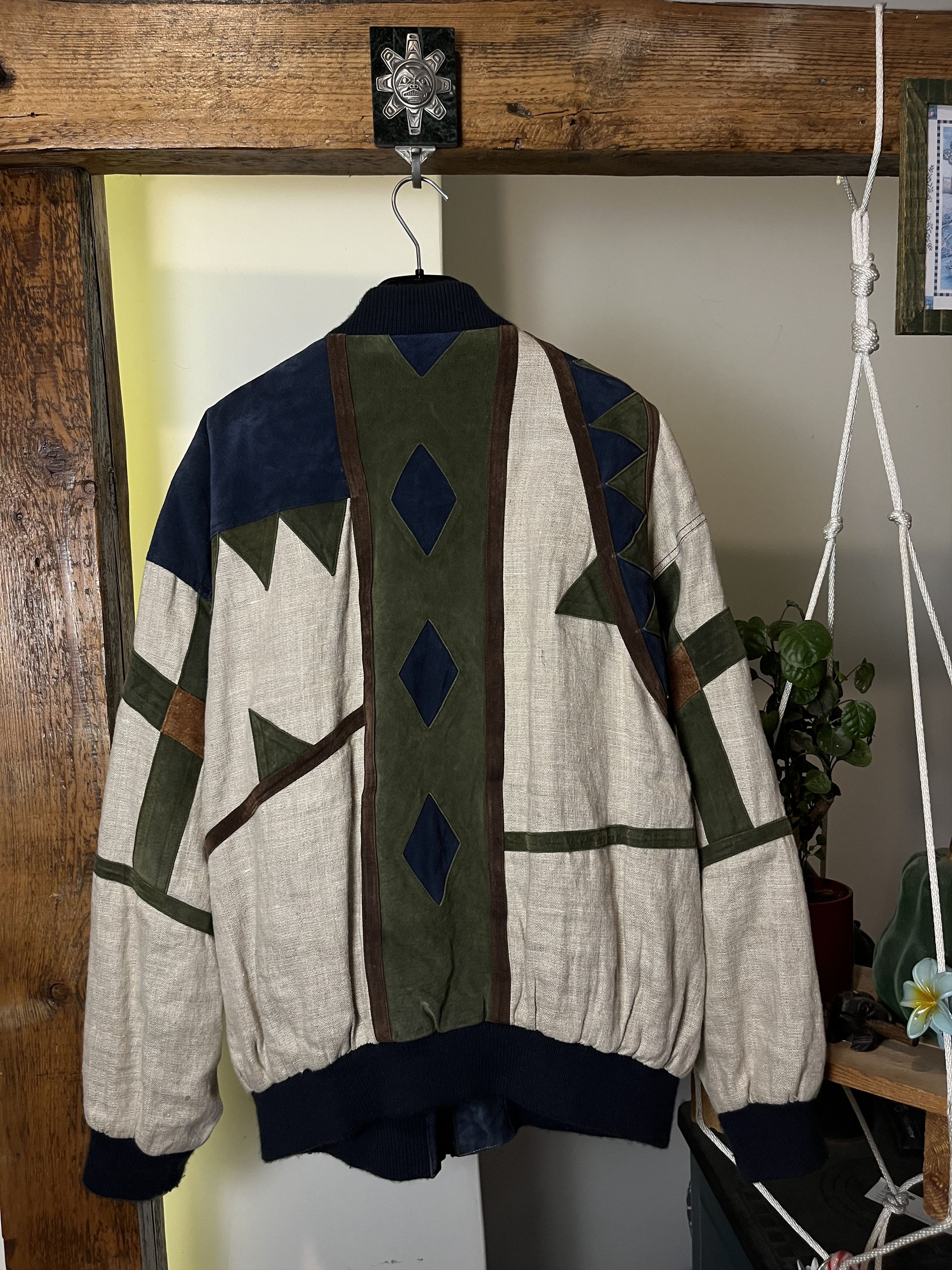Japanese Brand Vintage 90s Aztec Leather Linen Cowboy Jacket Size US L / EU 52-54 / 3 - 2 Thumbnail