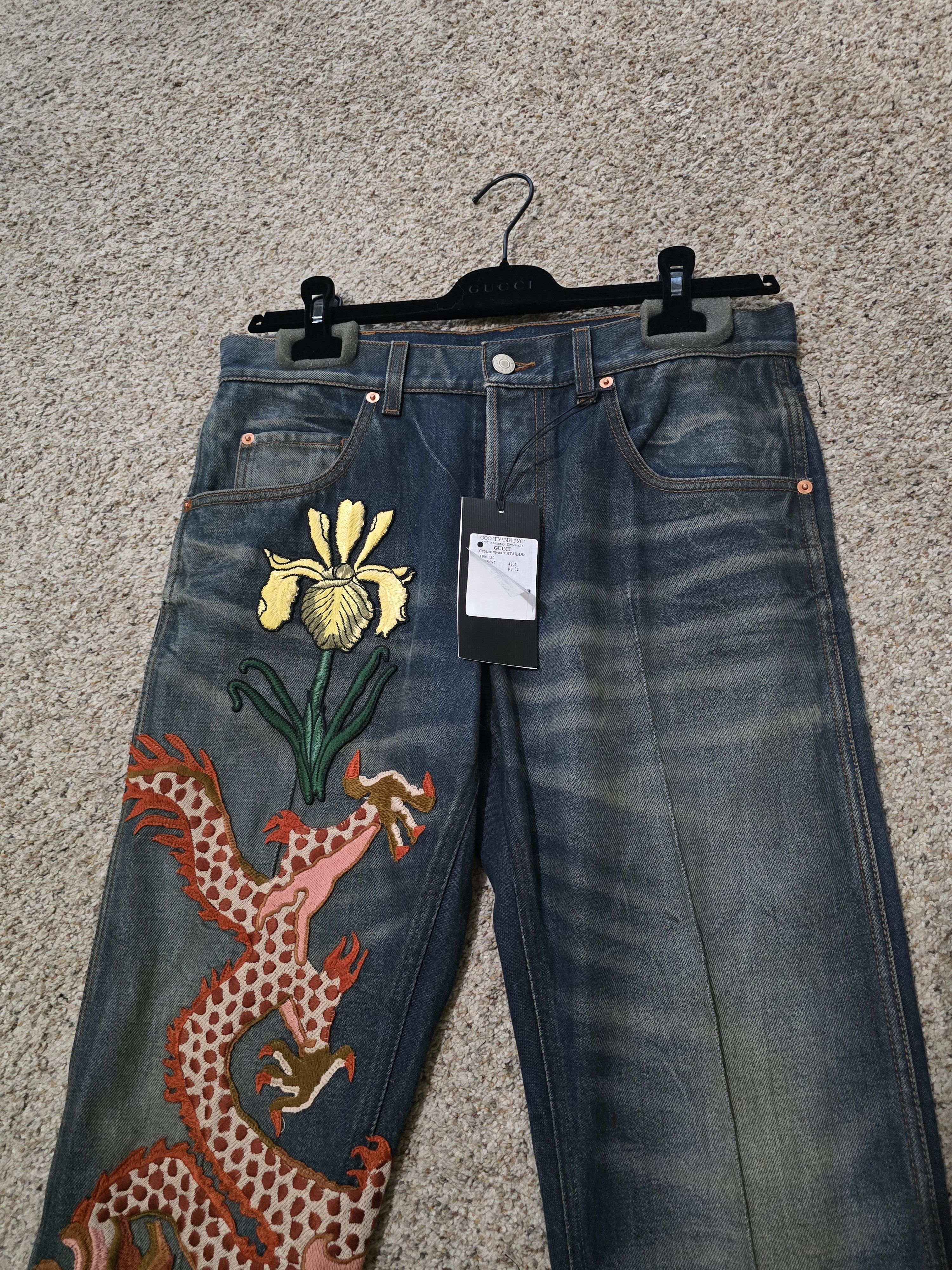 Gucci Gucci Embroidered Dragon Blue Jeans Size 32 NWT Size US 32 / EU 48 - 6 Thumbnail