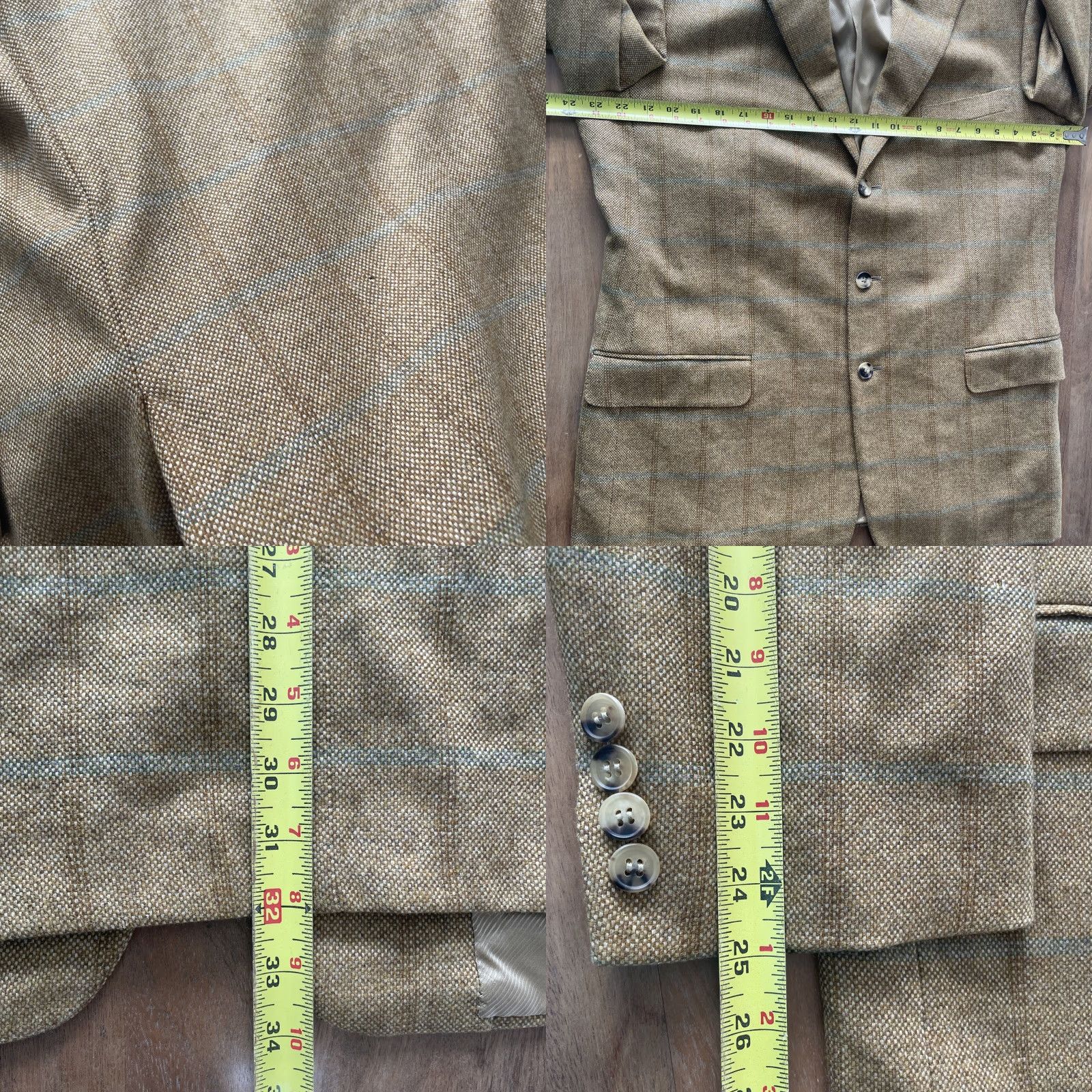 Ermenegildo Zegna VINTAGE Ermenegildo Zegna Sport Coat Mens 46R Cashmere Windowpane Blazer Notch Lapel Brown Size 46R - 8 Thumbnail