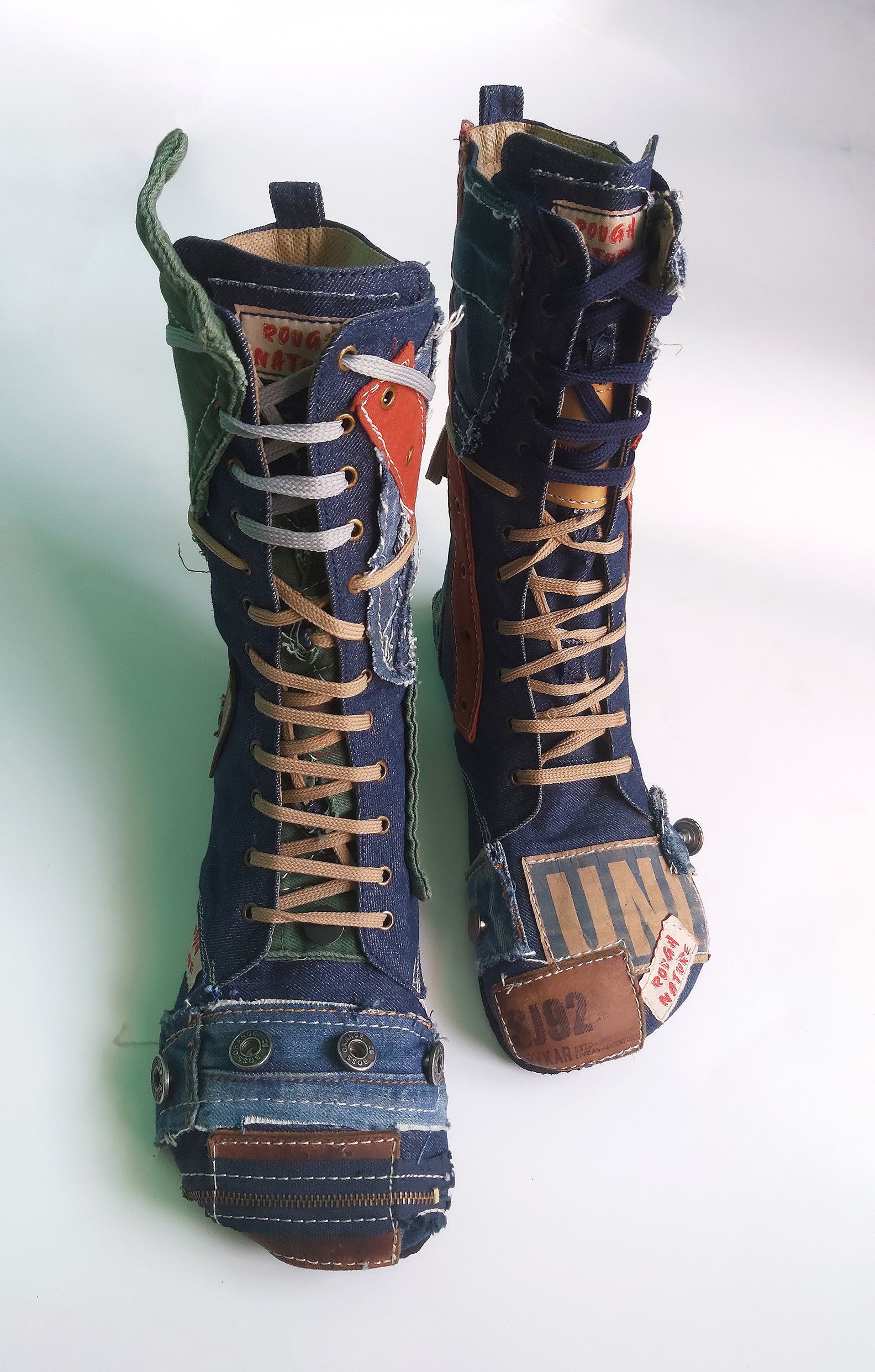 Other Upcycled Denim Artisanal Boot I One of a Kind I US9 Size US 9 / EU 42 - 1 Thumbnail