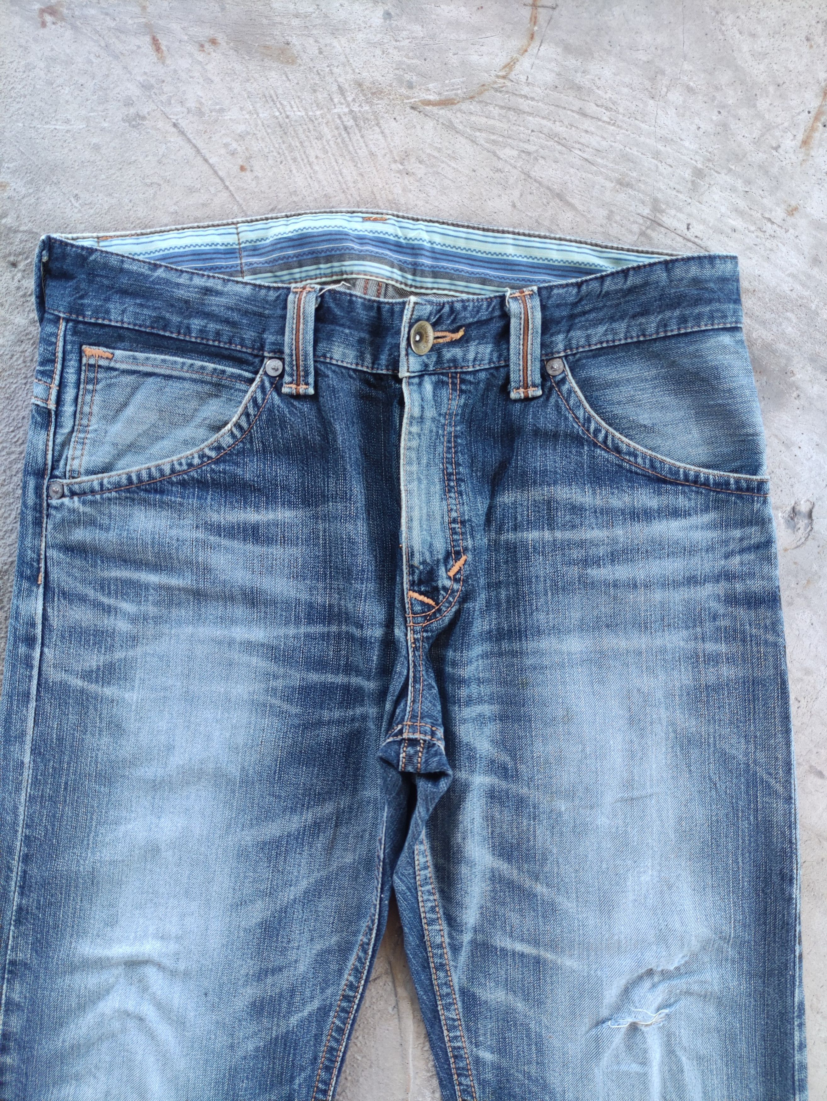 Edwin Vintage Edwin Japan Jean Distressed Faded Denim Pants Size US 37 - 3 Thumbnail