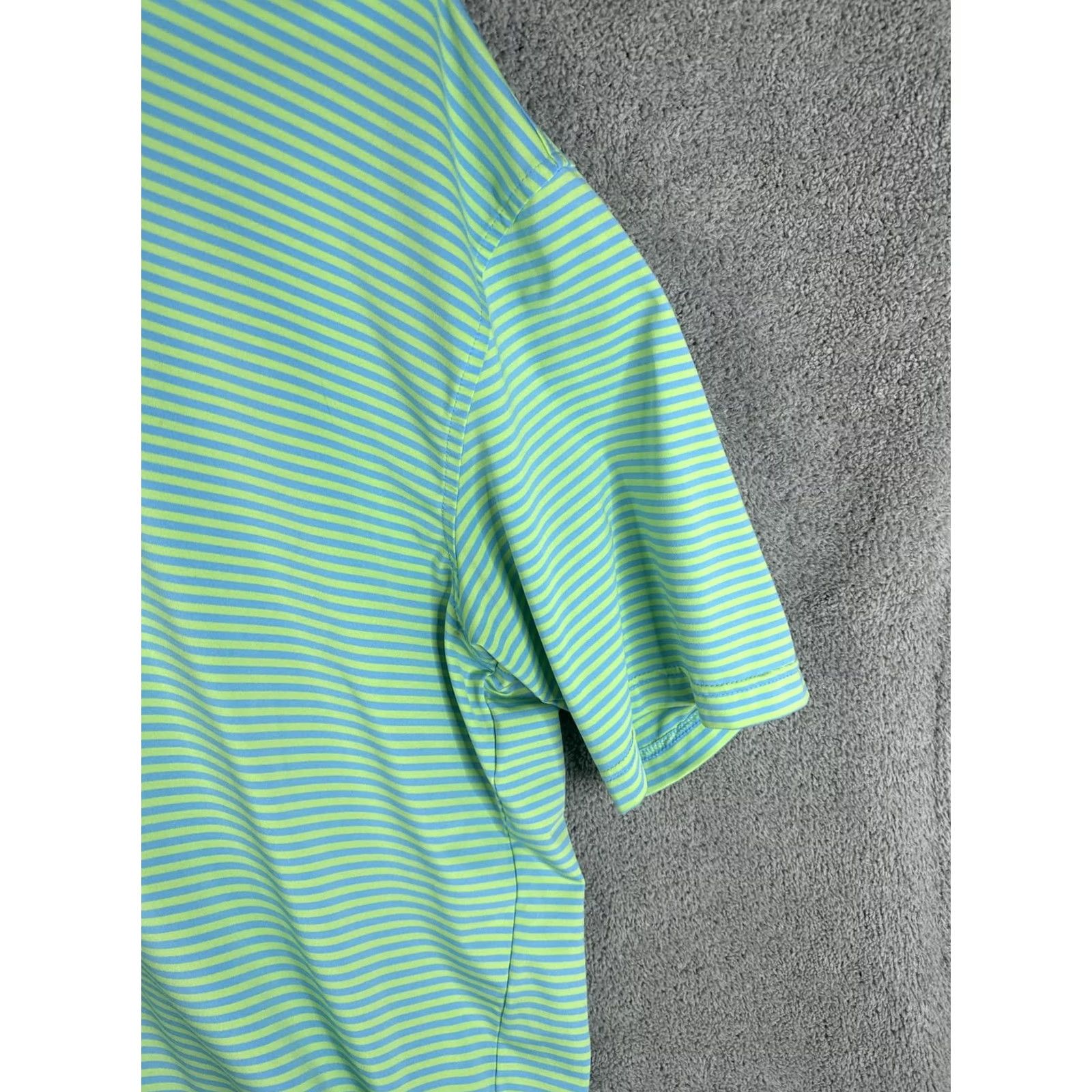 Peter Millar VINTAGE? No — Peter Millar Polo Shirt Mens 2XL Green Blue Stripe Golf Performance Short Sleeve Shirt Size US XXL / EU 58 / 5 - 3 Thumbnail