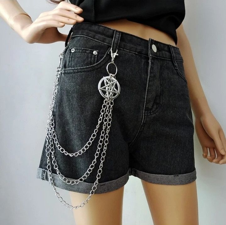 Other Punk Metal Chain Pentagram Keychains for Men Women Size ONE SIZE - 3 Thumbnail