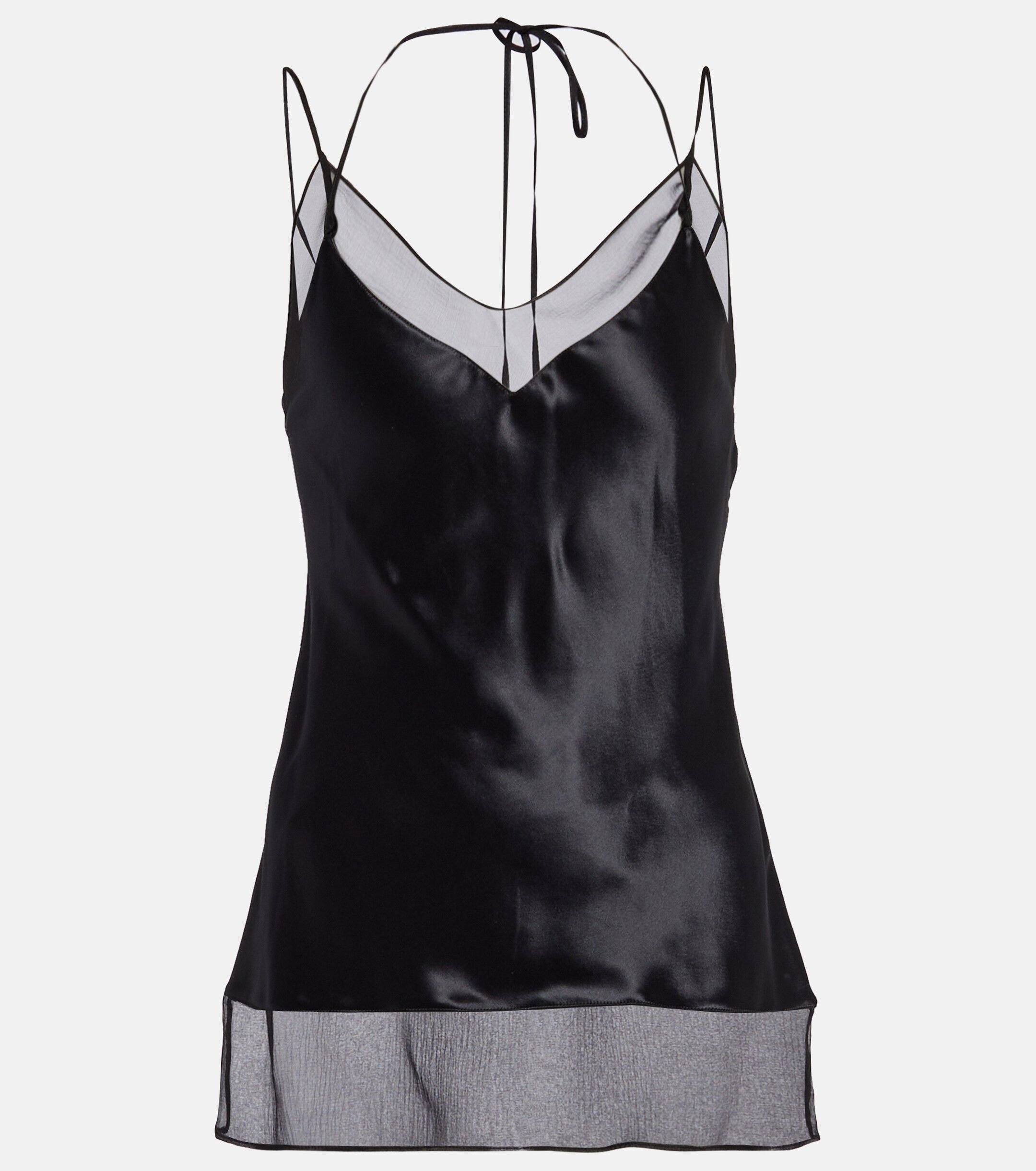 Salvatore Ferragamo o1s1rm0924 Satin Camisole Tank Top in Black Size L / US 10 / IT 46 - 1 Thumbnail