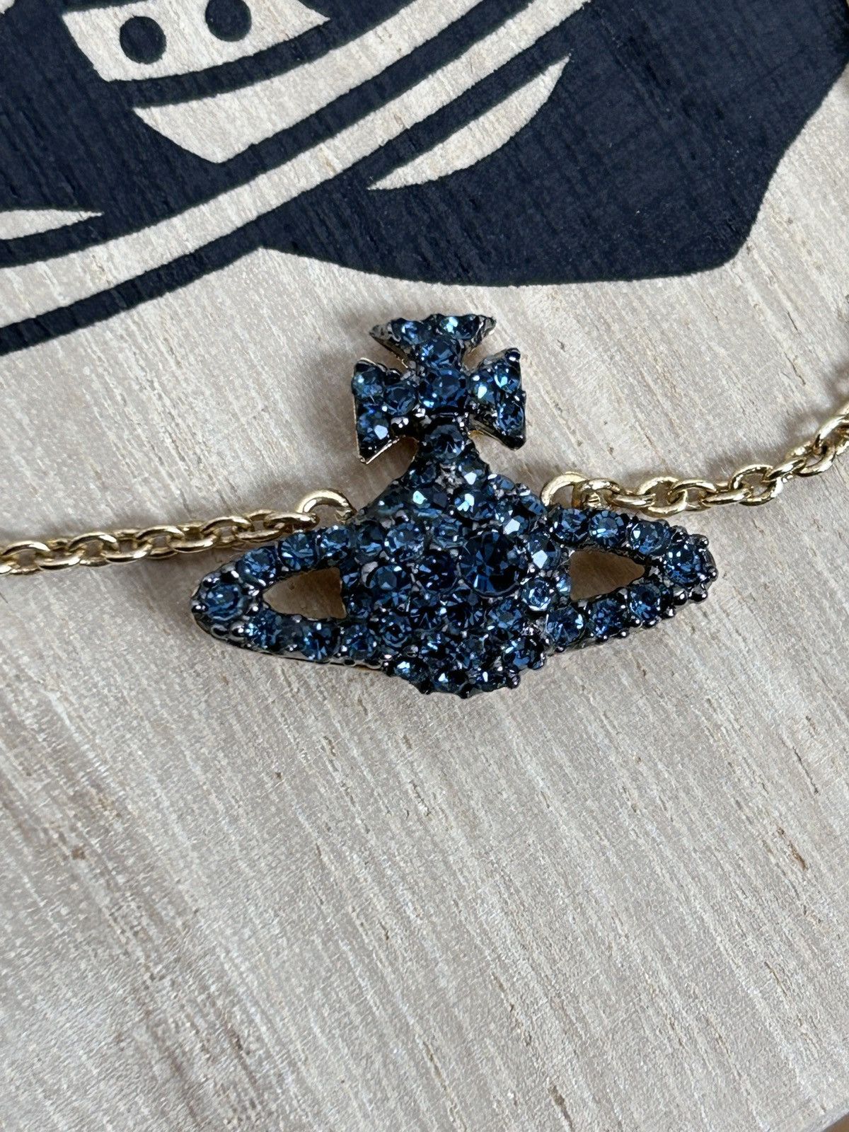 Vivienne Westwood Grace Bas Relief Bracelet In Gold Blue