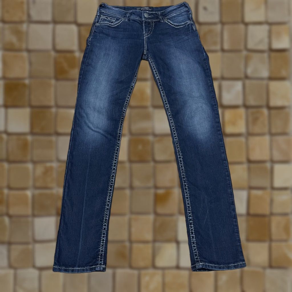 Vintage Silver Jeans Suki Mid Rise Super Skinny Jeans Women's Size 26x31 Dark Wash Stretch Size 26" / US 2 / IT 38 - 1 Thumbnail