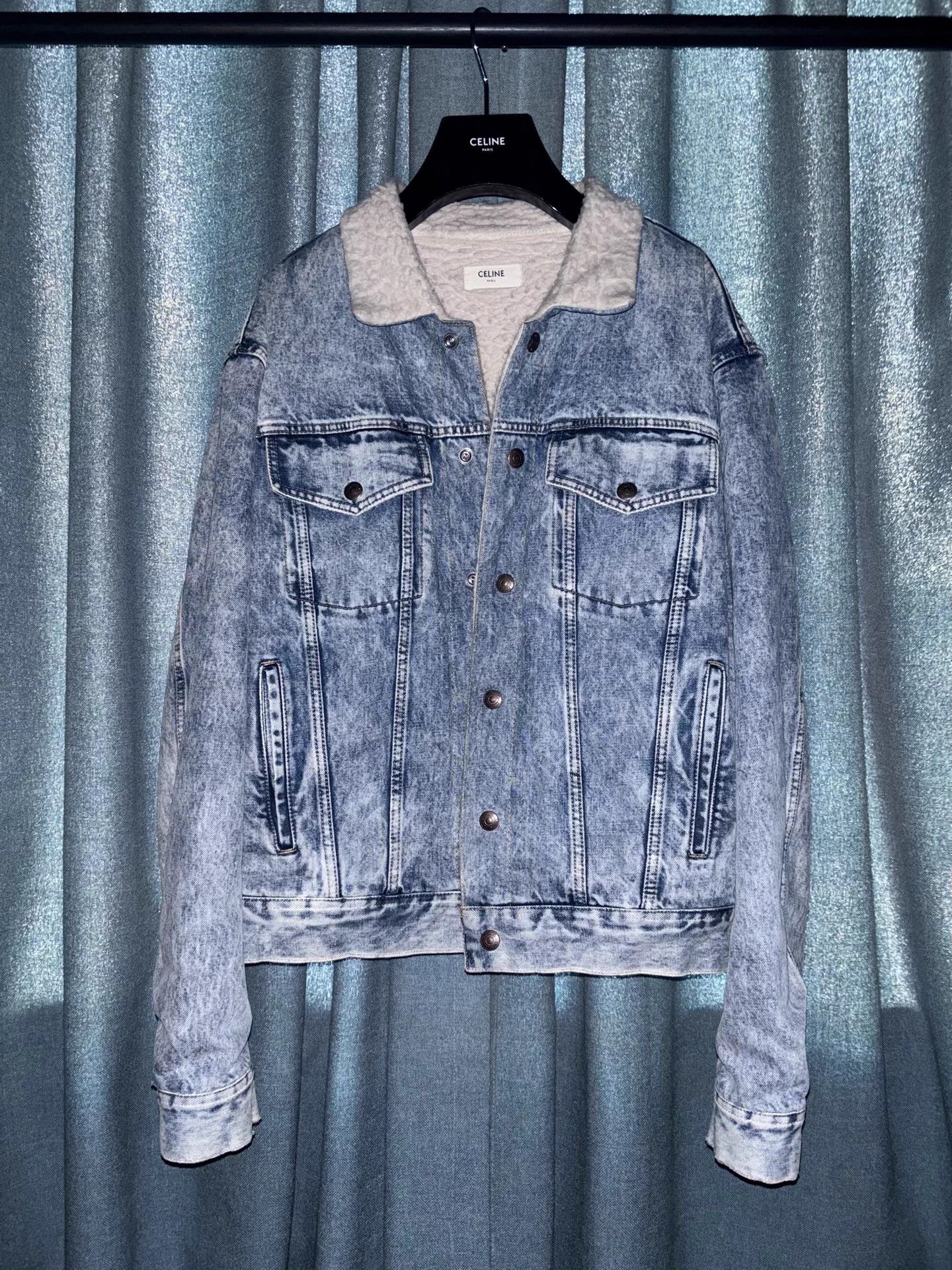 Celine Celine 2021FW Lambskin Denim Light Blue Washed Jacket Size US L / EU 52-54 / 3 - 1 Thumbnail
