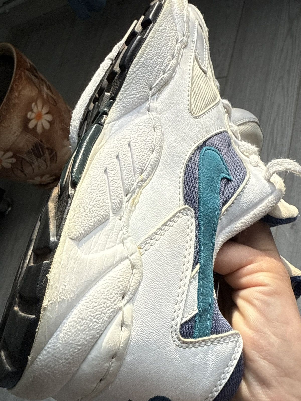 Nike × Vintage Nike Air Icarus 92 White Navy Teal Retro Running sneakers Size US 8.5 / EU 41-42 - 9 Thumbnail