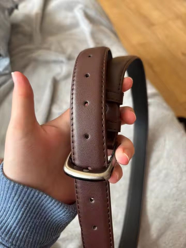 Japanese Brand BROWN PU Leather Belt - Length 105cm, Width 2.8cm | Sleek Size ONE SIZE - 3 Thumbnail
