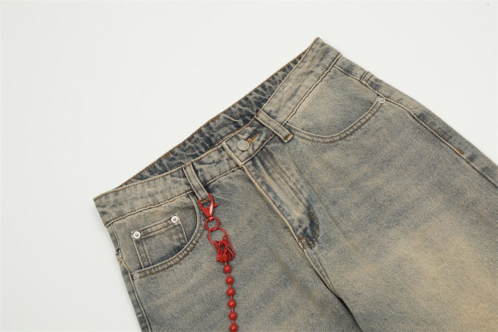 Japanese Brand × Jean American washed distressed loose side chain straight jeans Size US 32 / EU 48 - 4 Thumbnail