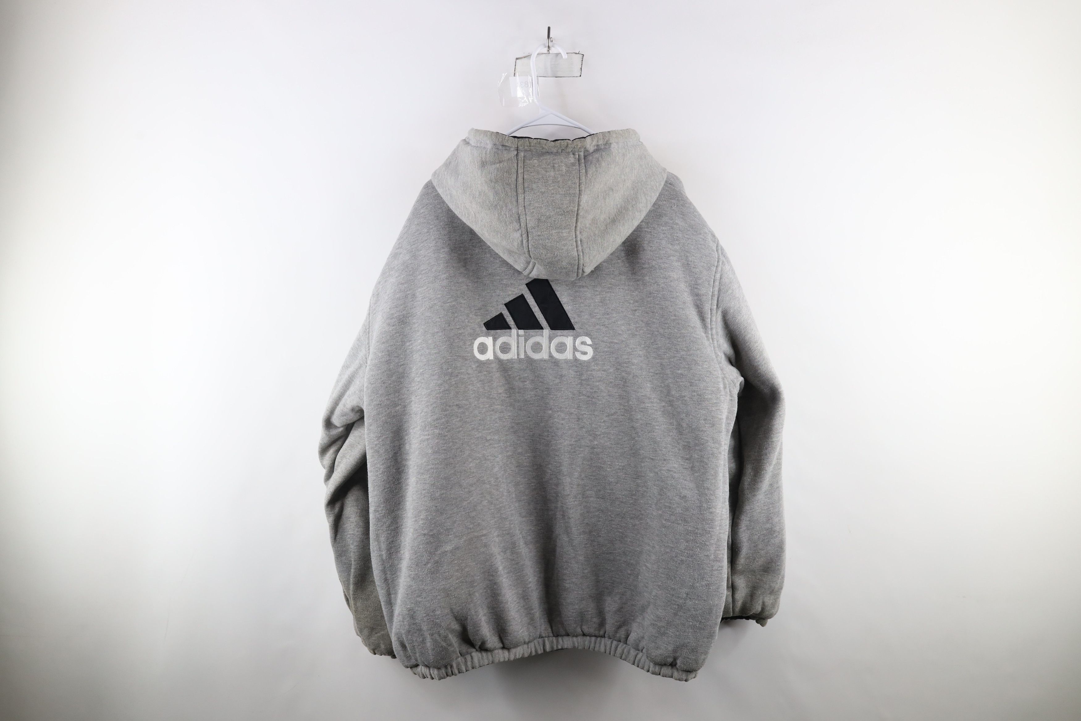 Adidas × Vintage Vintage 90s Adidas Reversible Full Zip Jacket Black Gray Size US XL / EU 56 / 4 - 16 Thumbnail