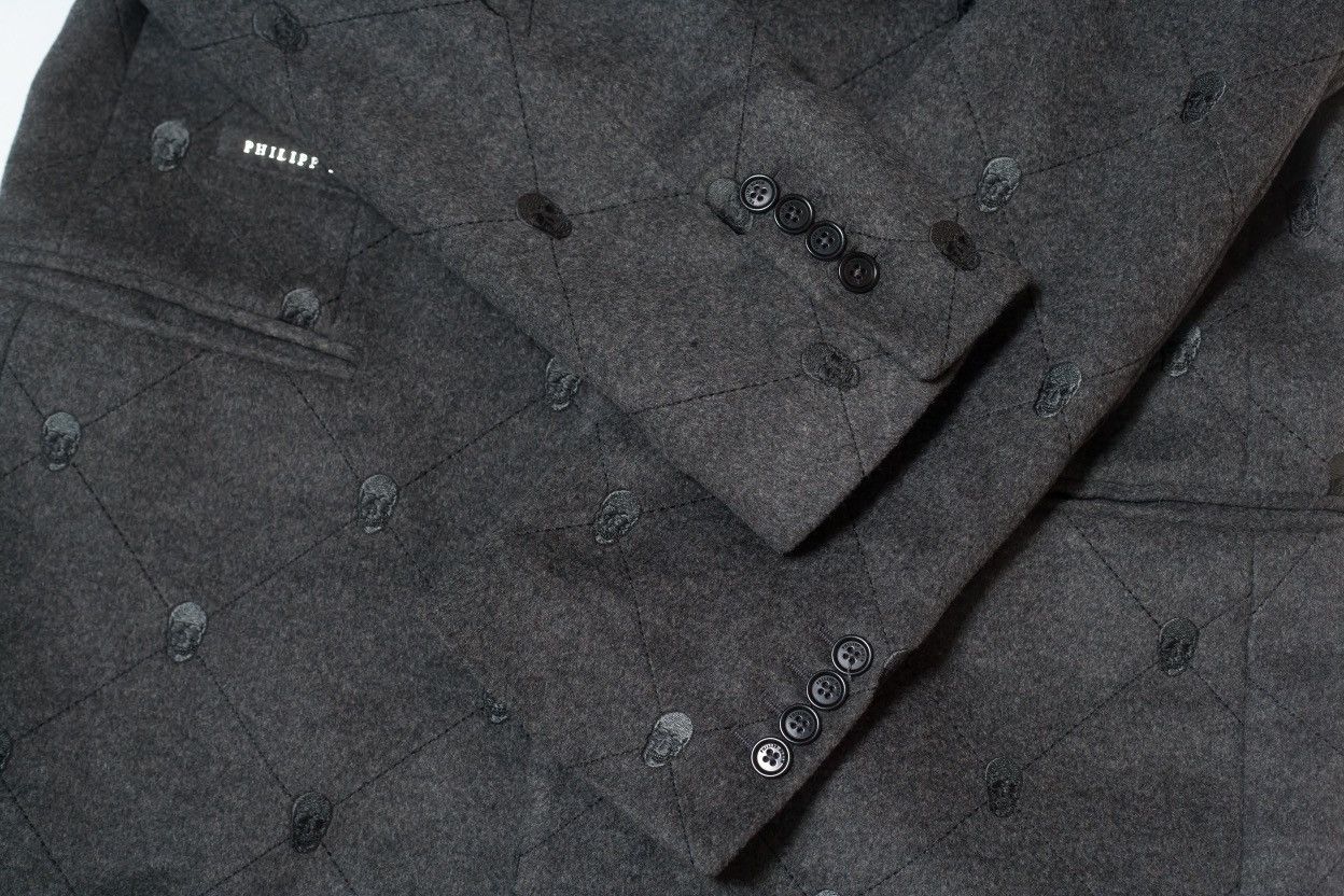 Philipp Plein PHILIPP PLEIN Monogram Embossed Skull Wool Coat Size US L / EU 52-54 / 3 - 6 Thumbnail