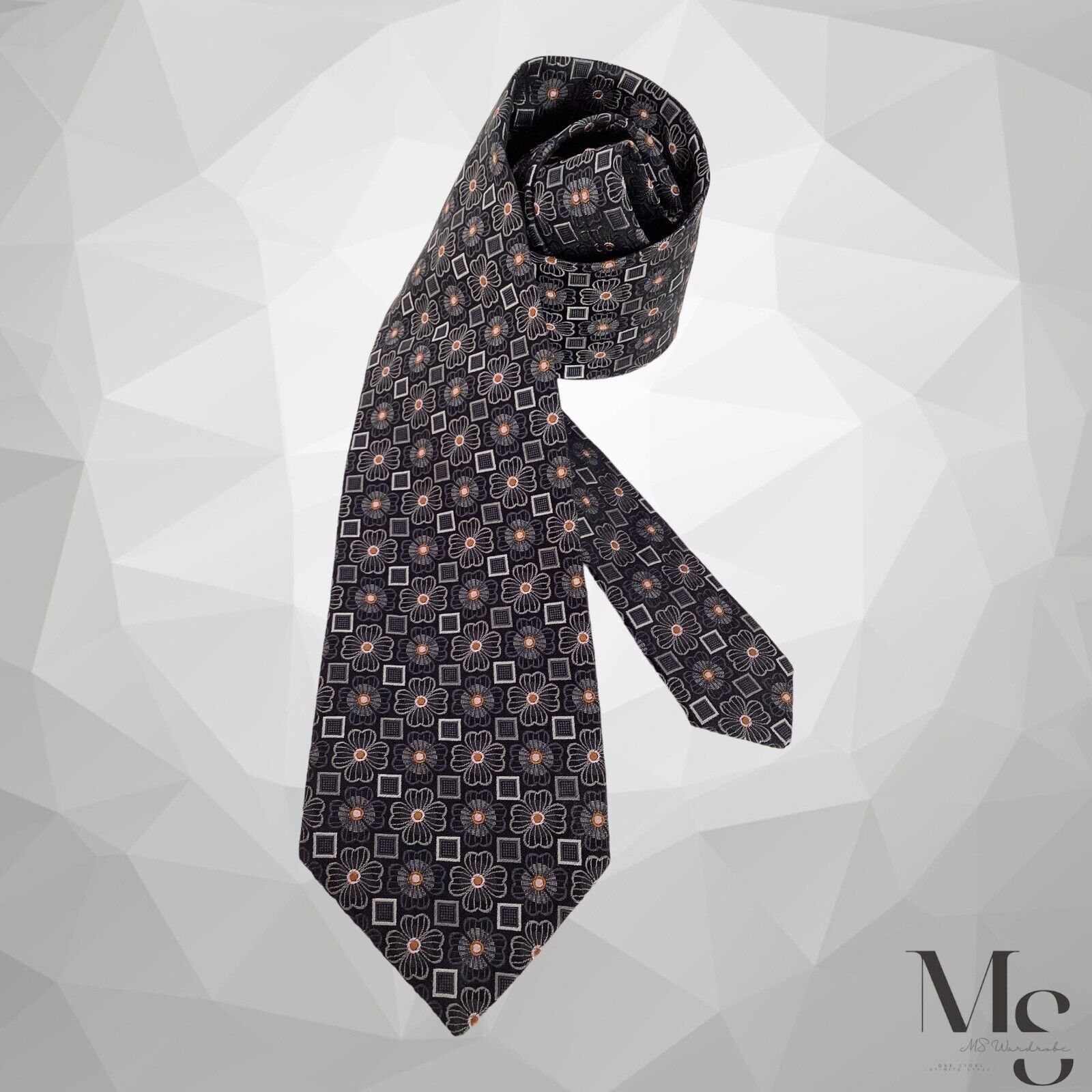 Ermenegildo Zegna ERMENEGILDO ZEGNA Gray Floral Luxury Silk Tie Made In Italy Size ONE SIZE - 1 Thumbnail