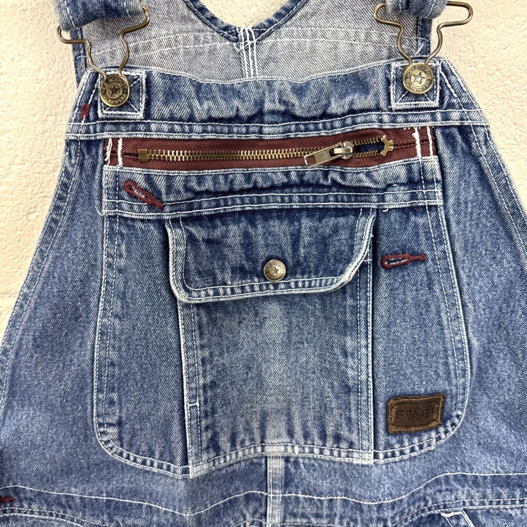 Vintage VINTAGE? No. C.E. Schmidt Bib Overalls Mens 34x30 Blue Denim Carpenter Workwear Utility Shirt Pants Jeans 5-Pocket Design Workwear Grunge 90s Mens Size US 34 / EU 50 - 4 Thumbnail