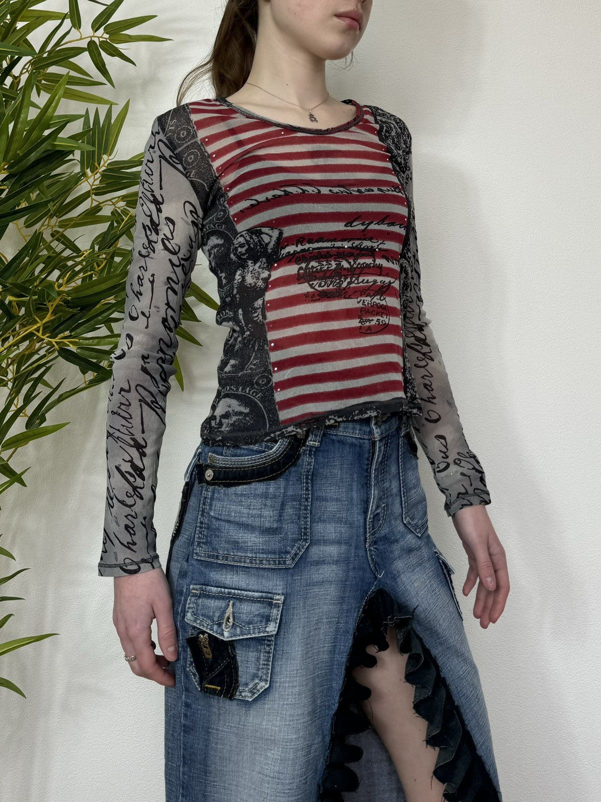 Vintage VINTAGE JEAN PAUL GAULTIER STYLE MESH PRINTED LONG SLEEVE Size S / US 4 / IT 40 - 1 Thumbnail