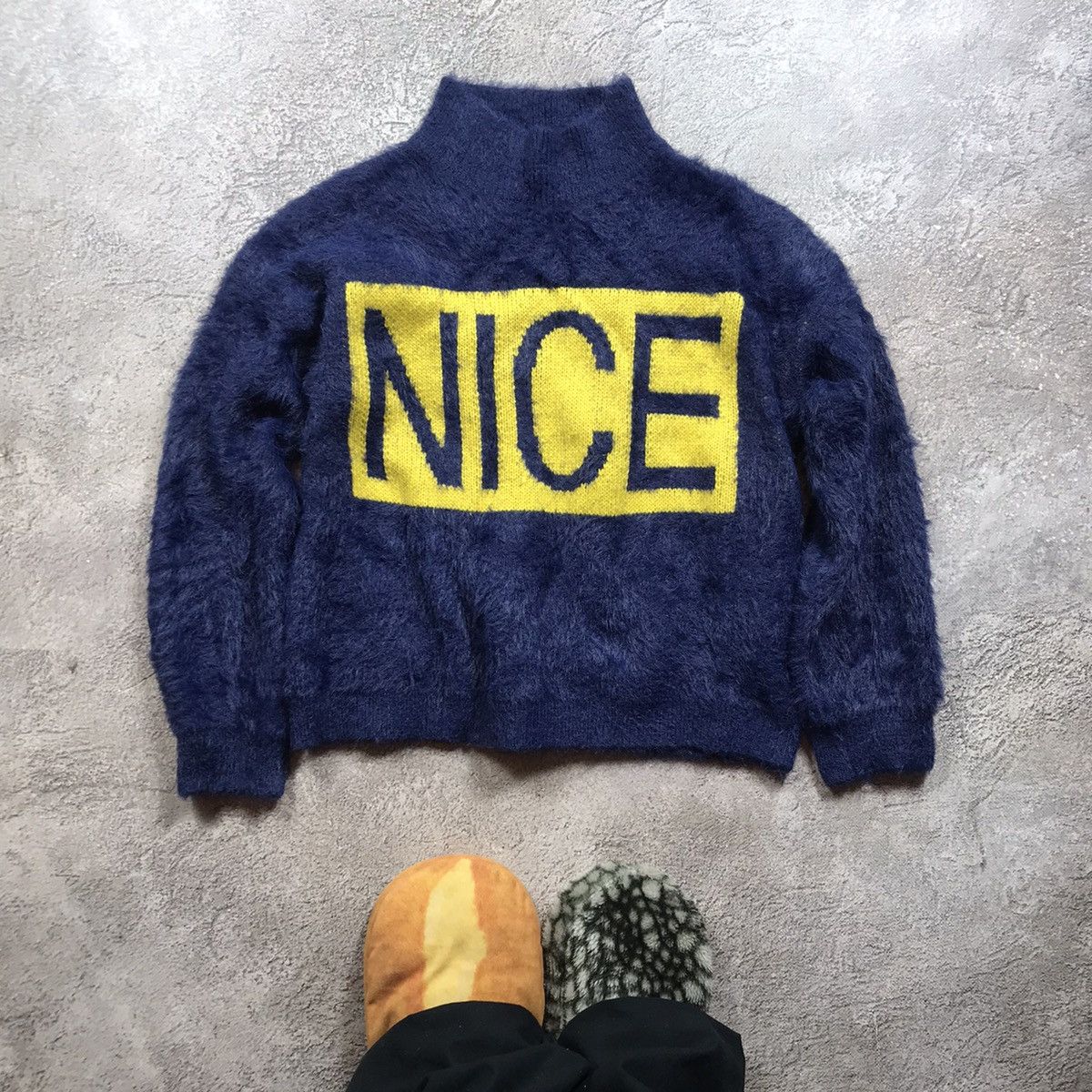 Vintage Vintage 90s NICE Mohair Knit Sweater Oversized Grunge Logo S Size S / US 4 / IT 40 - 1 Thumbnail