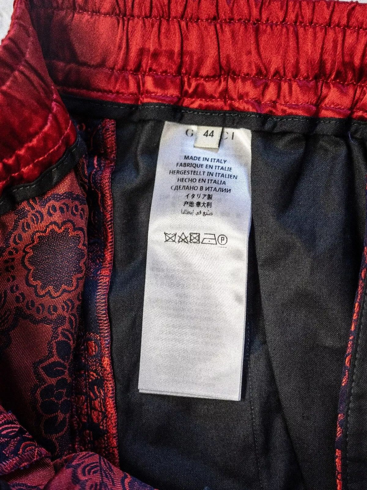 Gucci GUCCI Satin Red Floral Print Jacquard Track Bowling Shorts Size US 28 / EU 44 - 10 Thumbnail