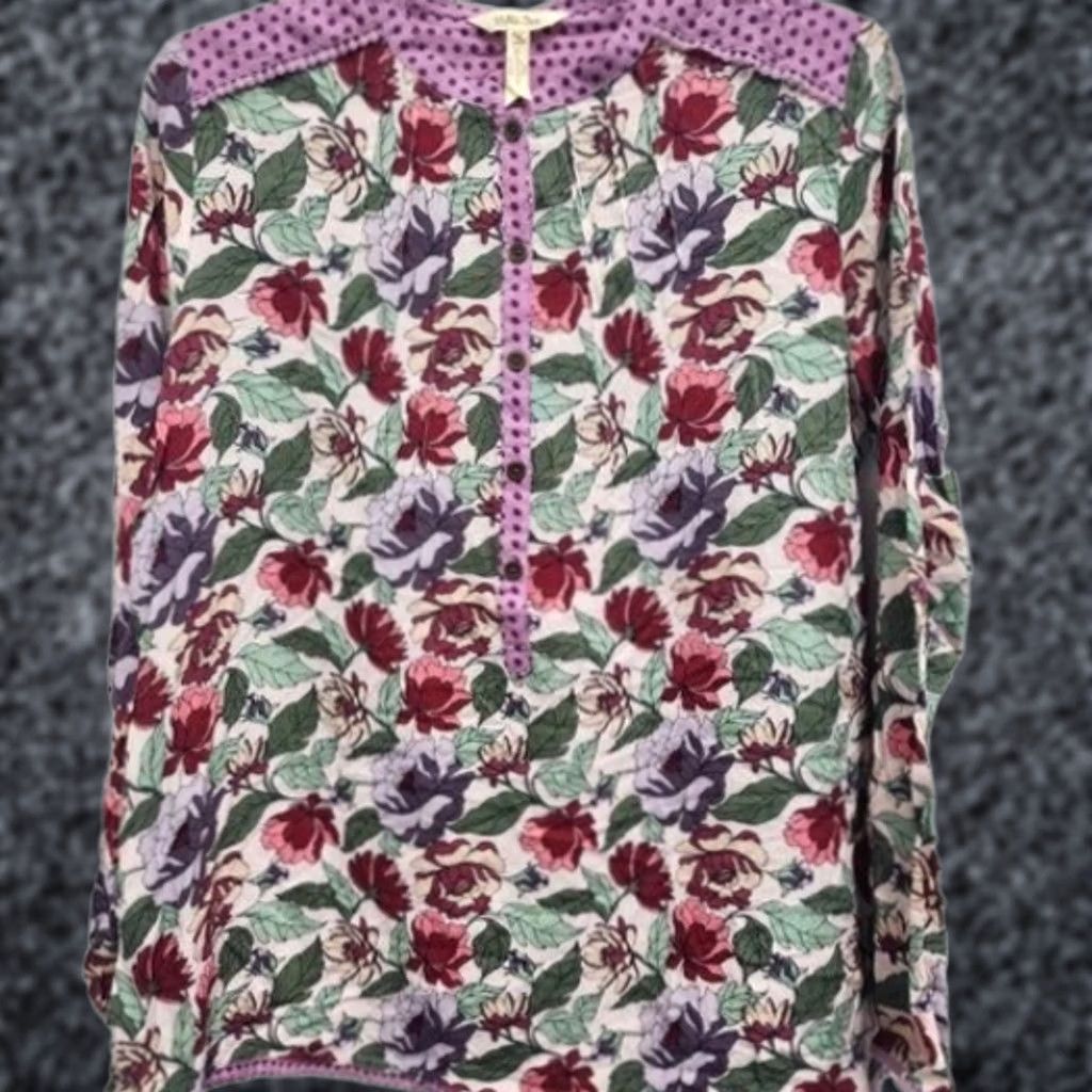Vintage Matilda Jane Blouse Top M Purple Floral BOHO Cottage Bohemian Festival All Seasons Long Sleeve Relaxed Womens Size M / US 6-8 / IT 42-44 - 1 Thumbnail