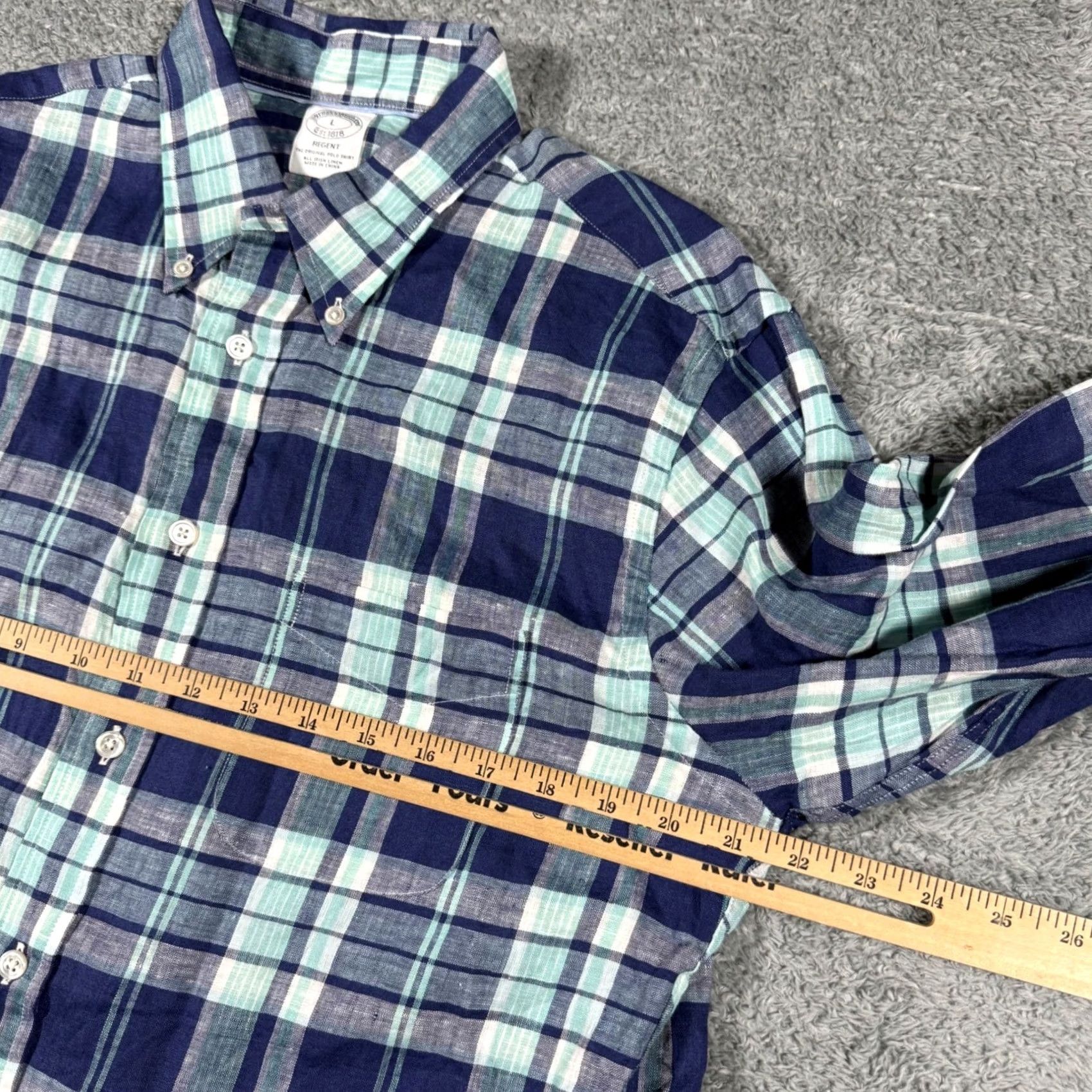 Brooks Brothers Brooks Brothers Baird McNutt Irish Linen Madras Plaid Shirt Men Large Blue Size US L / EU 52-54 / 3 - 6 Thumbnail