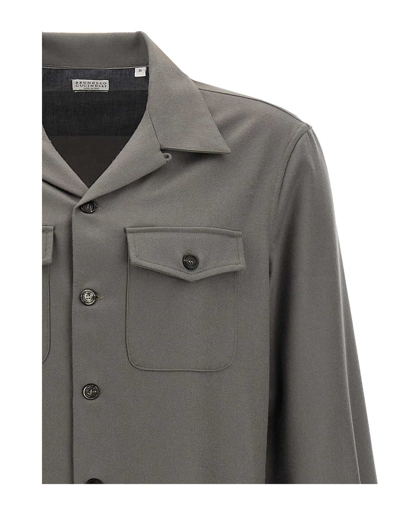 Brunello Cucinelli o1mtch0225 Camp Collar Overshirt in Green Size US XL / EU 56 / 4 - 3 Thumbnail