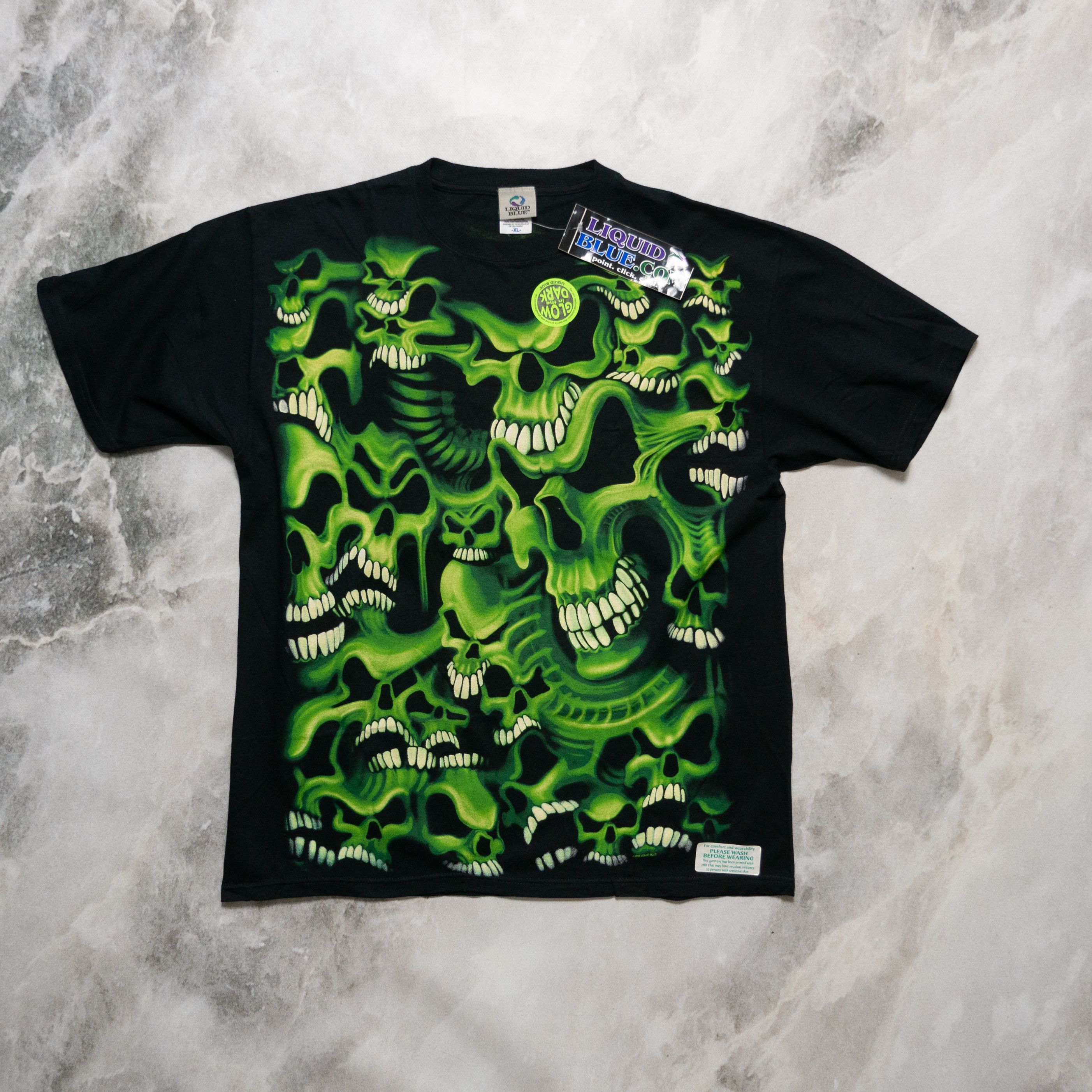 Liquid Blue × Vintage Vintage Liquid Blue 2006 Skull Pile Rare Green Deadstock XL Size US XL / EU 56 / 4 - 1 Thumbnail