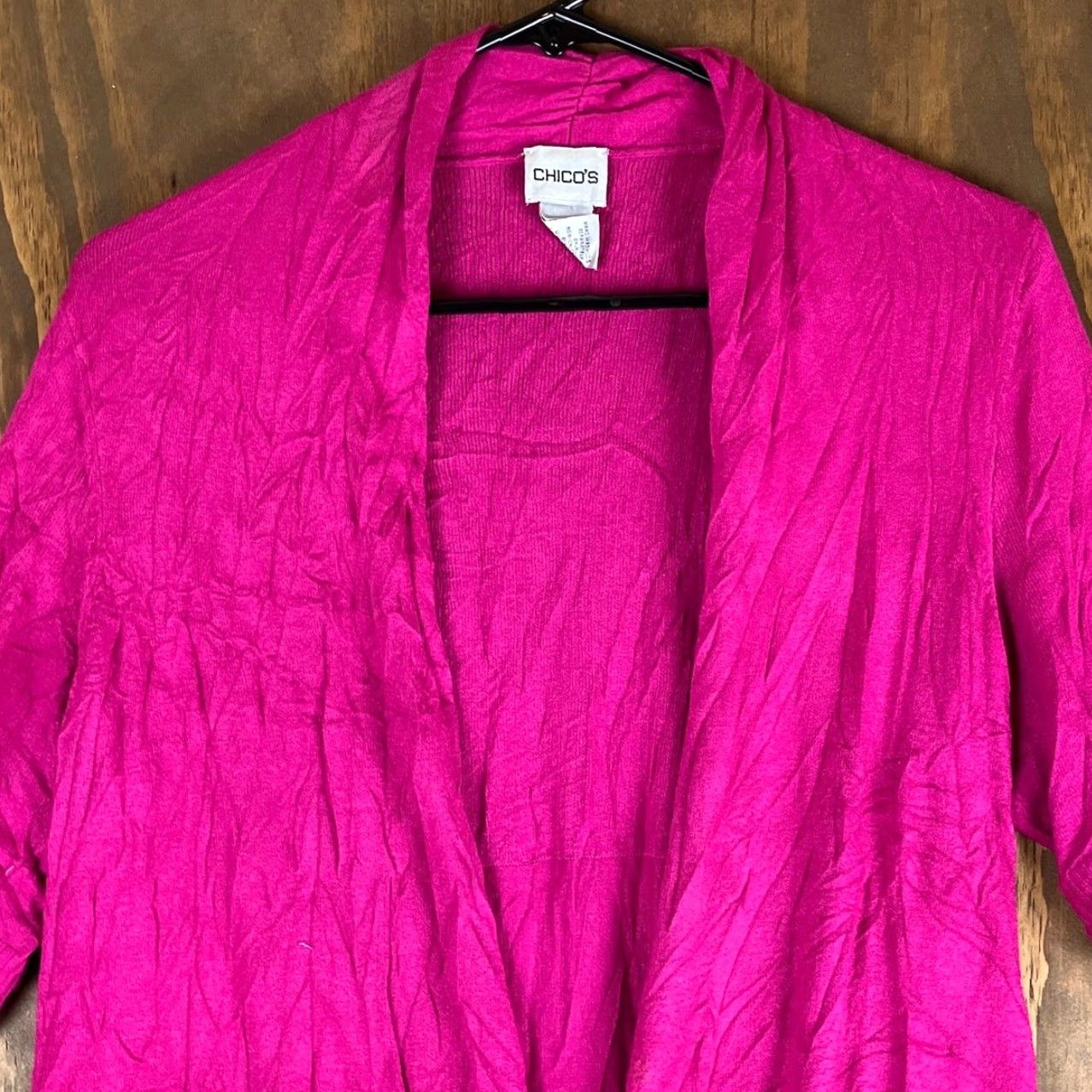 Vintage Chicos Womens Cardigan Sweater Pink Open Front 3/4 Sleeve Stretch Floral Knit Crochet Fall Spring Summer Winter Casual Workwear Womens L Size L / US 10 / IT 46 - 2 Thumbnail