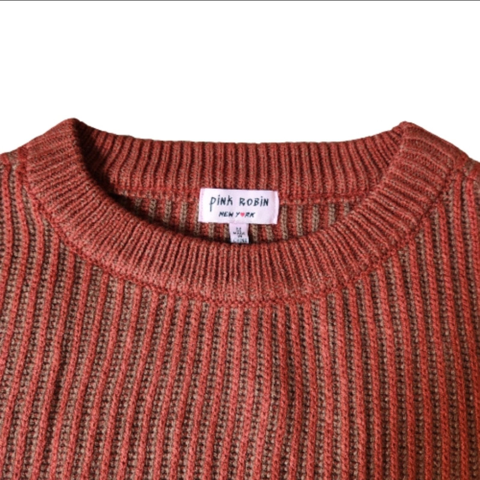 Other PINK ROBIN ☆ RUST & BROWN ☆ RIBBED ☆ CREW SWEATER ☆ M ☆ NWT Size M / US 6-8 / IT 42-44 - 3 Thumbnail