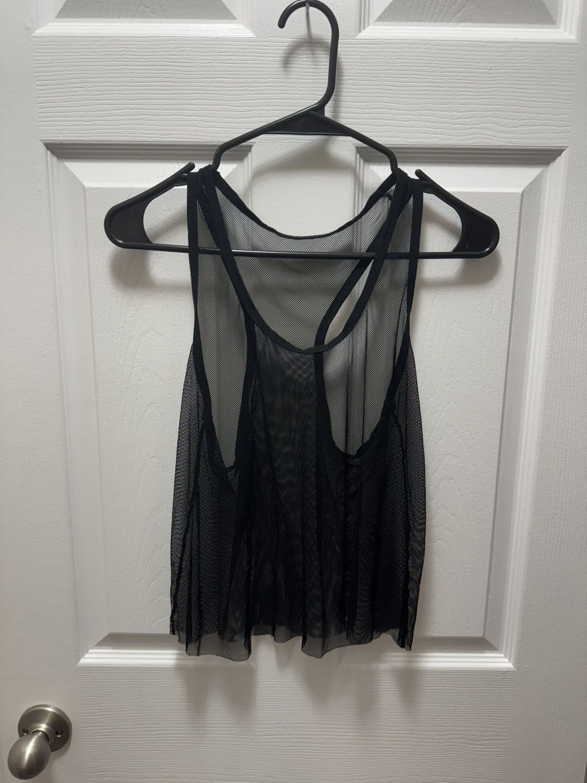 Japanese Brand Mesh Fishnet Cropped Tank Top Avant Garde Black Size US M / EU 48-50 / 2 - 3 Thumbnail