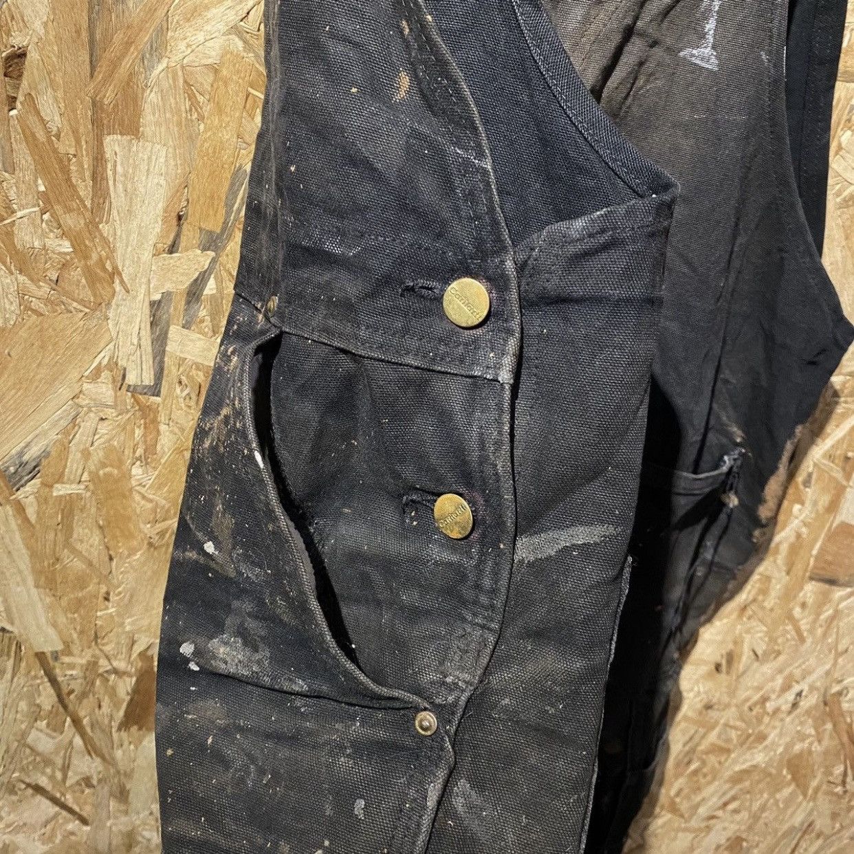 Carhartt × Carhartt Wip × Vintage Carhartt Men's Black Bib Patched /marked Carpenter Dungarees Size US 42 / EU 58 - 17 Thumbnail