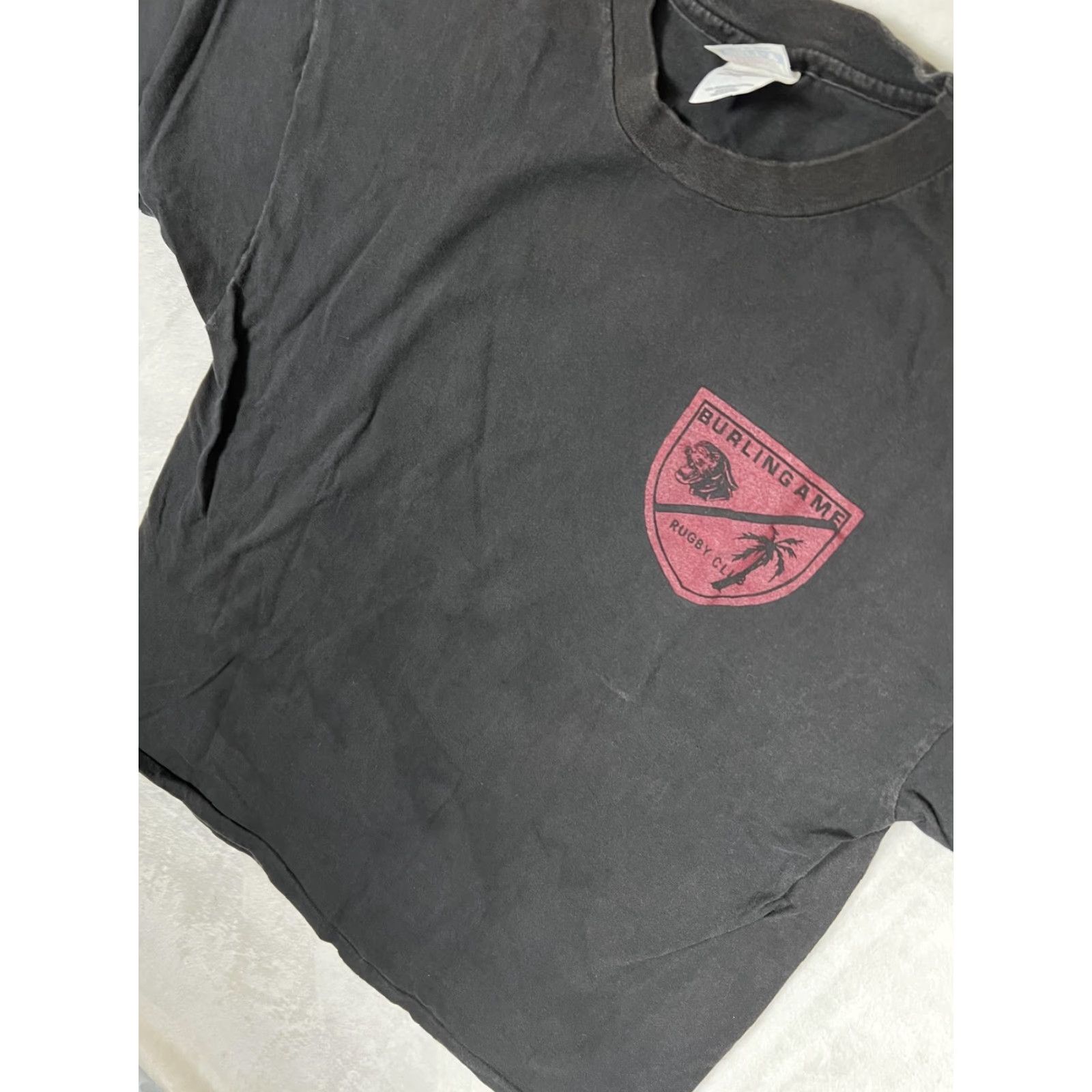 Hanes VINTAGE Hanes Beefy-T Burlingame Rugby Club T-Shirt Mens XL Black Graphic 90s Rugby Size US XL / EU 56 / 4 - 5 Thumbnail