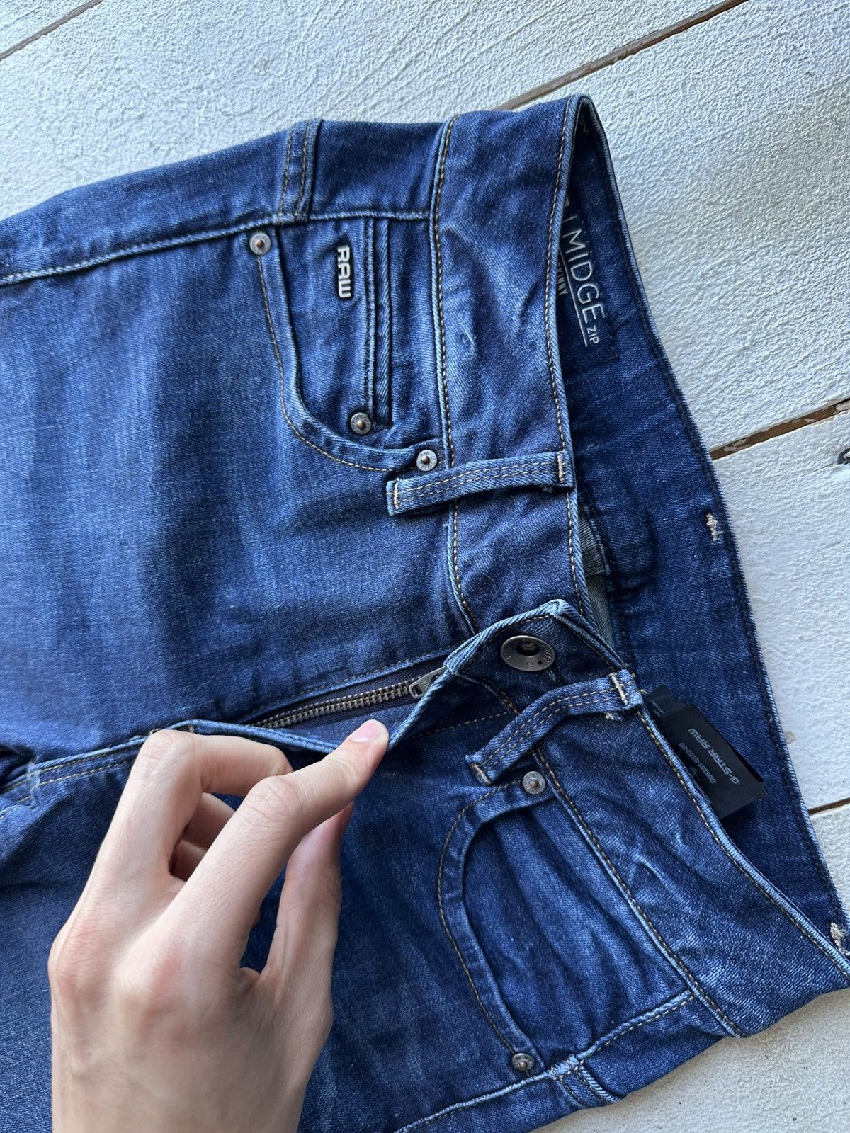 G-Star VNTG🚨G STAR RAW Jeans Washed Distressed Denim y2k Size 23" - 5 Thumbnail